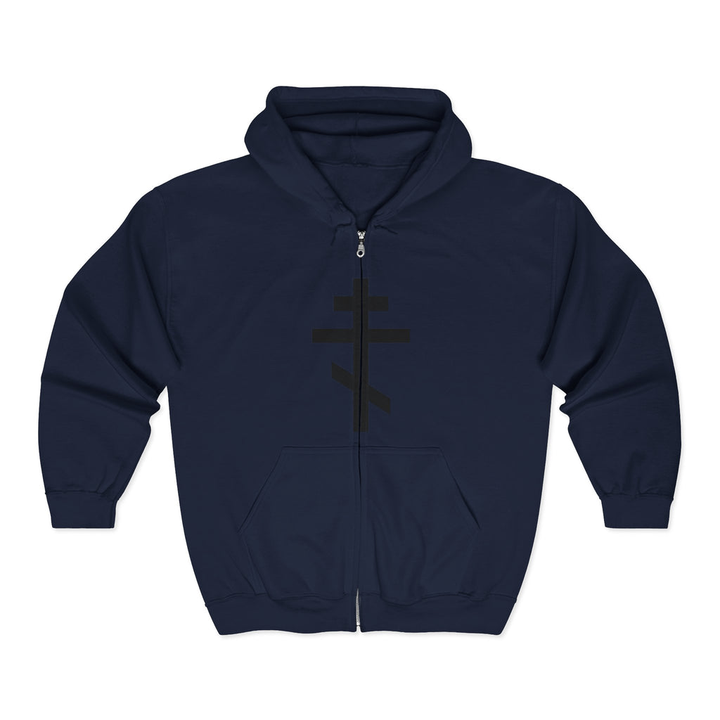 Crucifix Black Design Full Zip Up Hoodie Sweatshirt