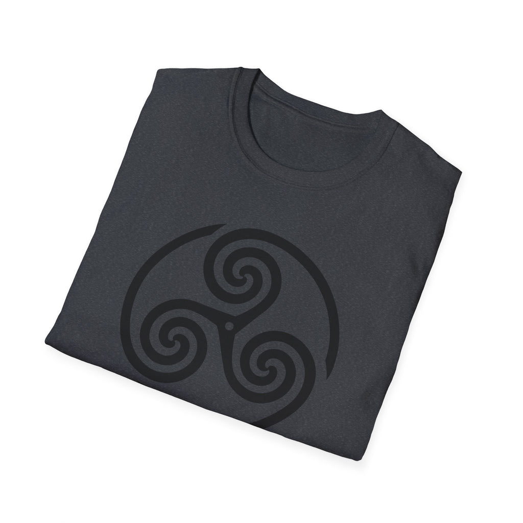 Celtic Spiral Triskele Symbol Alt Black Design Softstyle T-Shirt