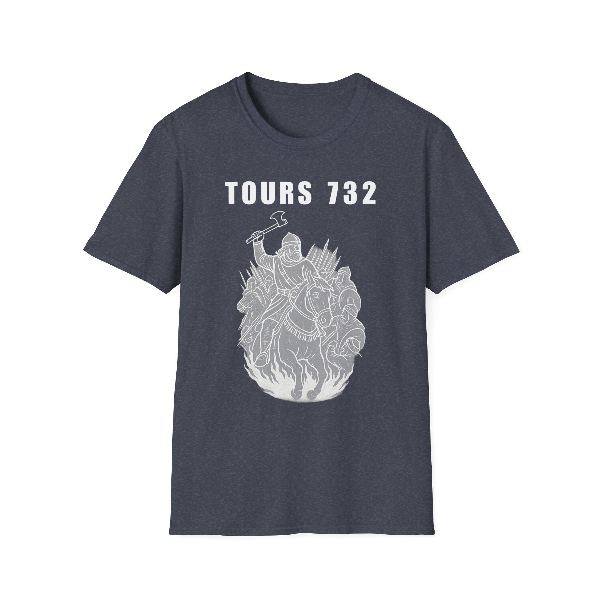 Tours 732 Charles "The Hammer" Martel "TOURS 732" Text Graphic Unisex Softstyle T-Shirt