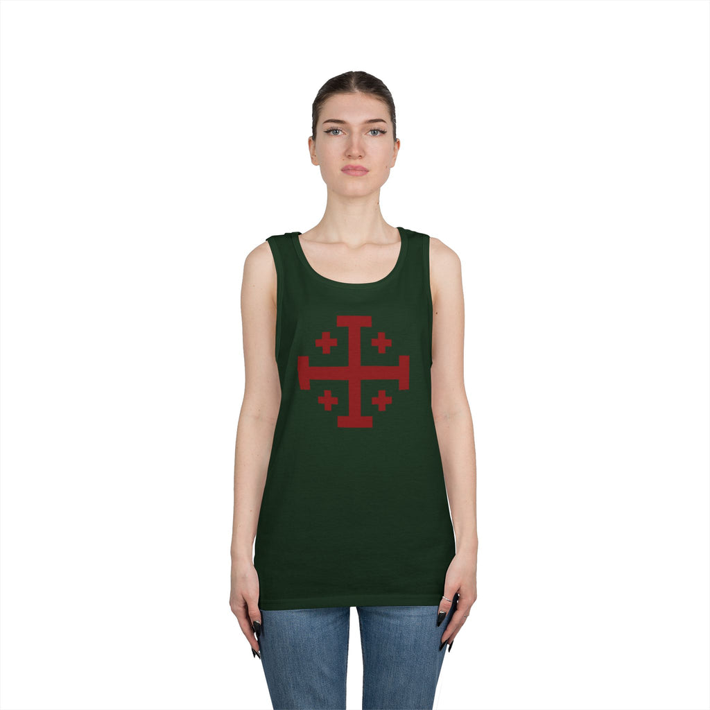 Cross of Jerusalem Red Design Heavy Cotton Tank Top