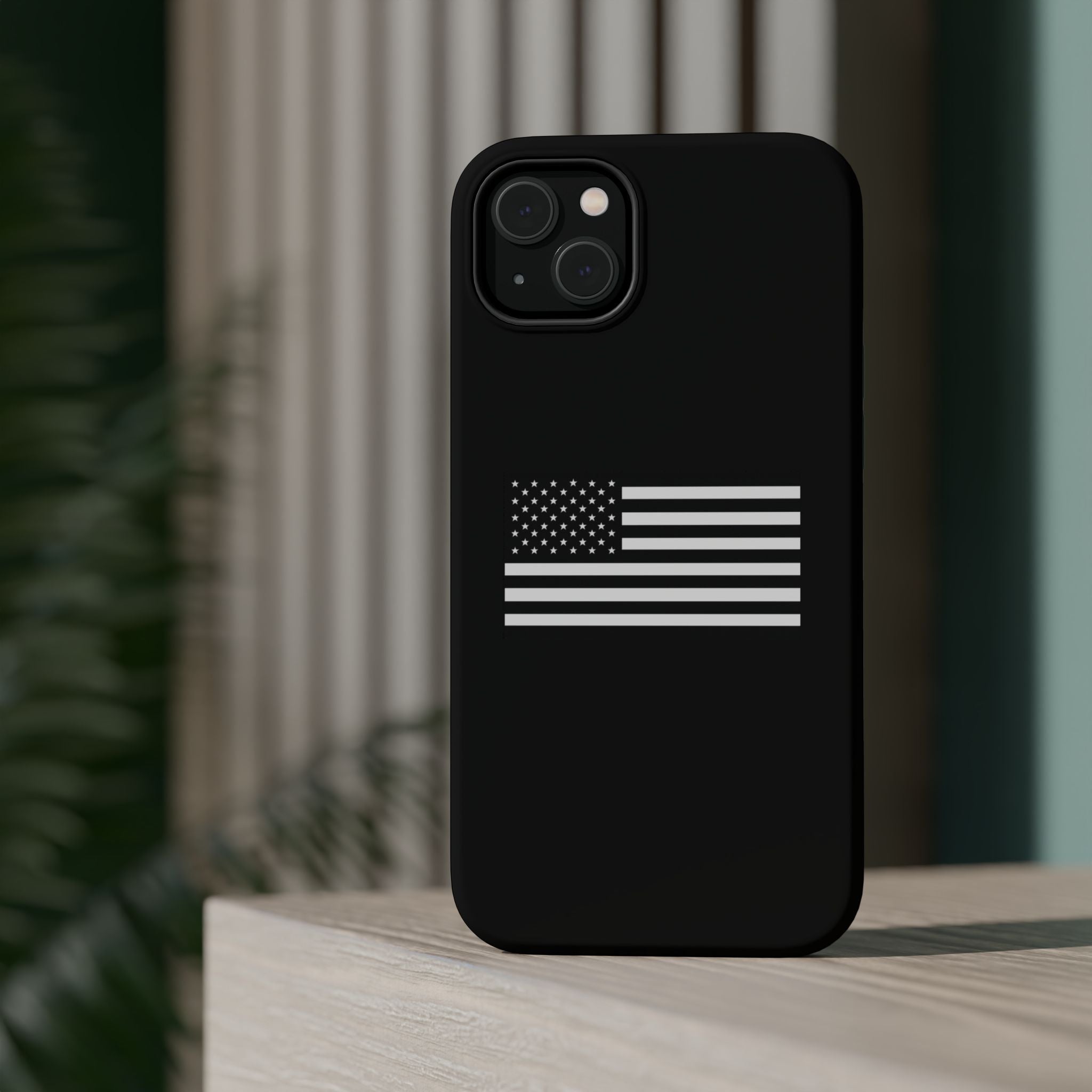 Black and White American Flag Magnetic Impact-Resistant Cases