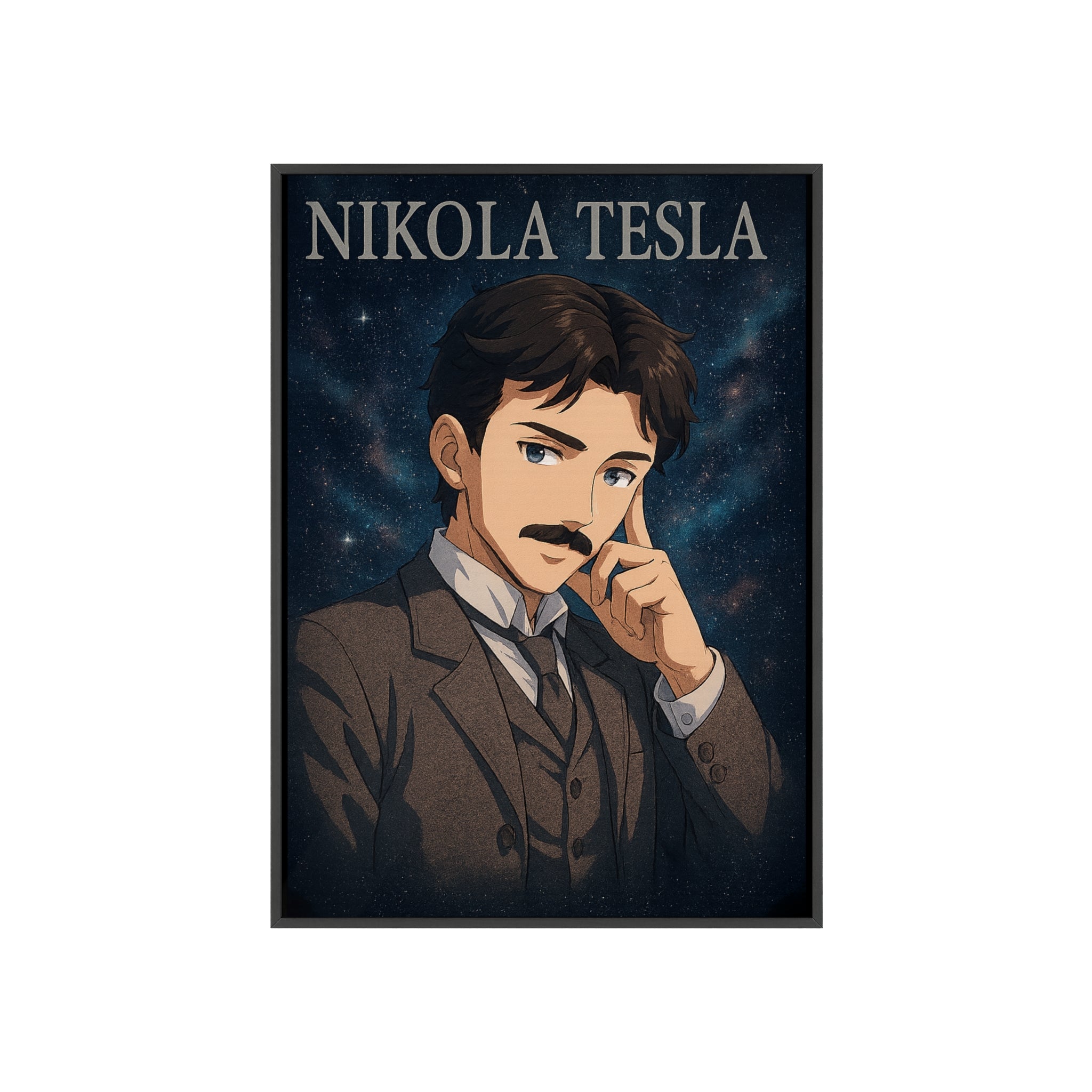 Nikola Tesla Poster with Wooden Frame