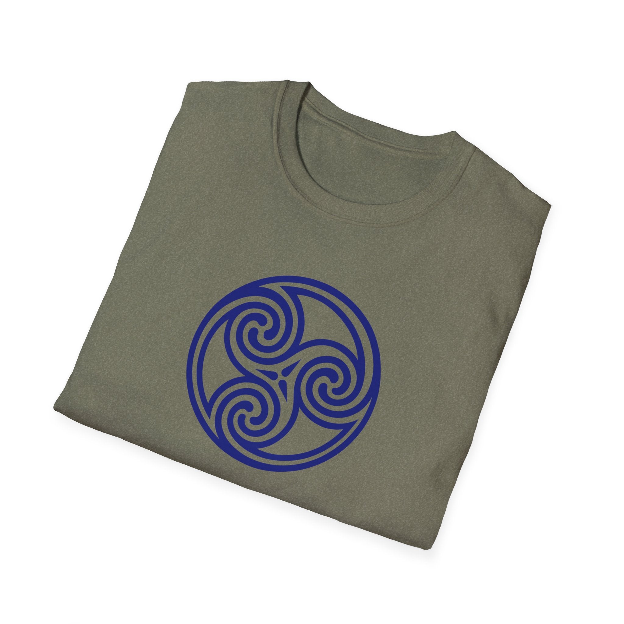 Celtic Spiral Triskele Trinity Symbol Blue Softstyle T-Shirt