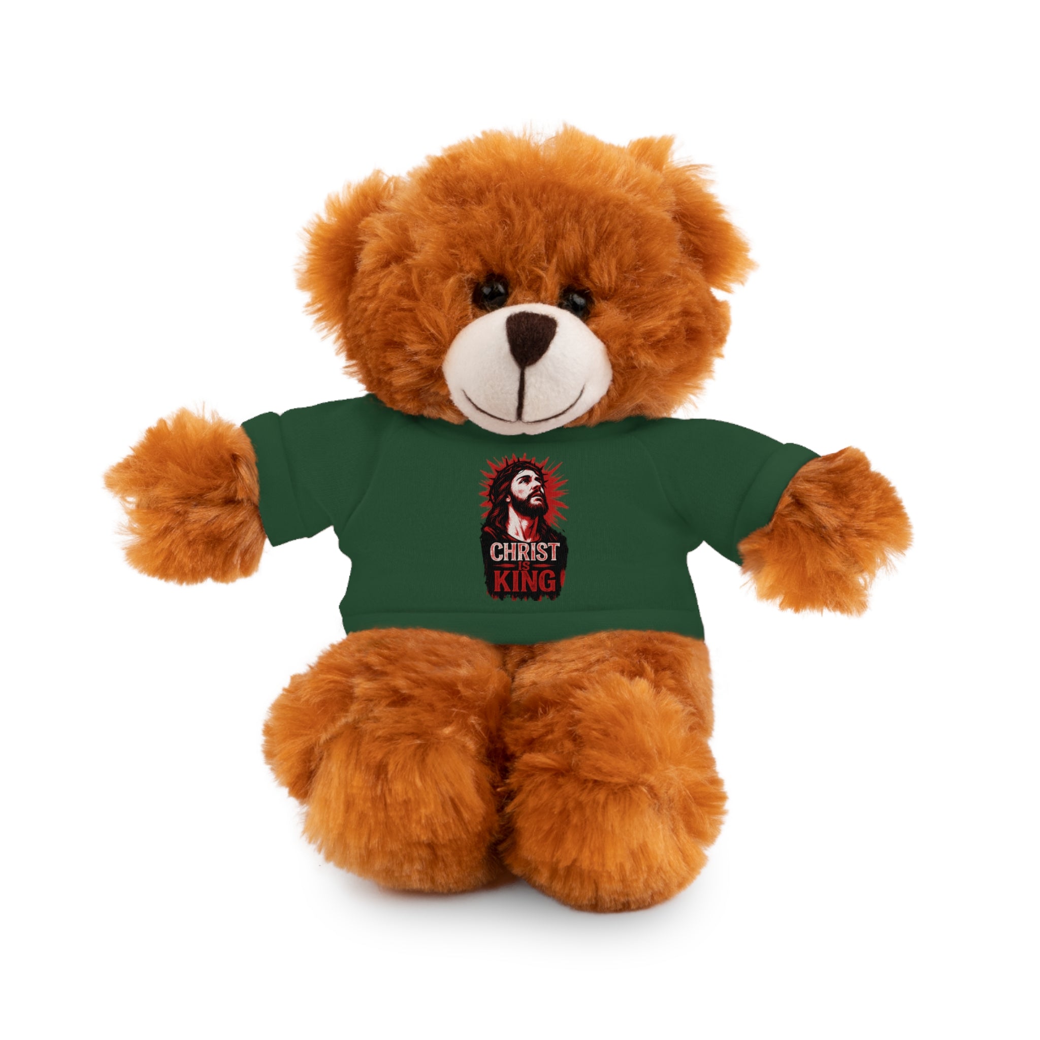 Christ is King Cute Stuffed Animal Tee Bear, Plush Bear with Shirt