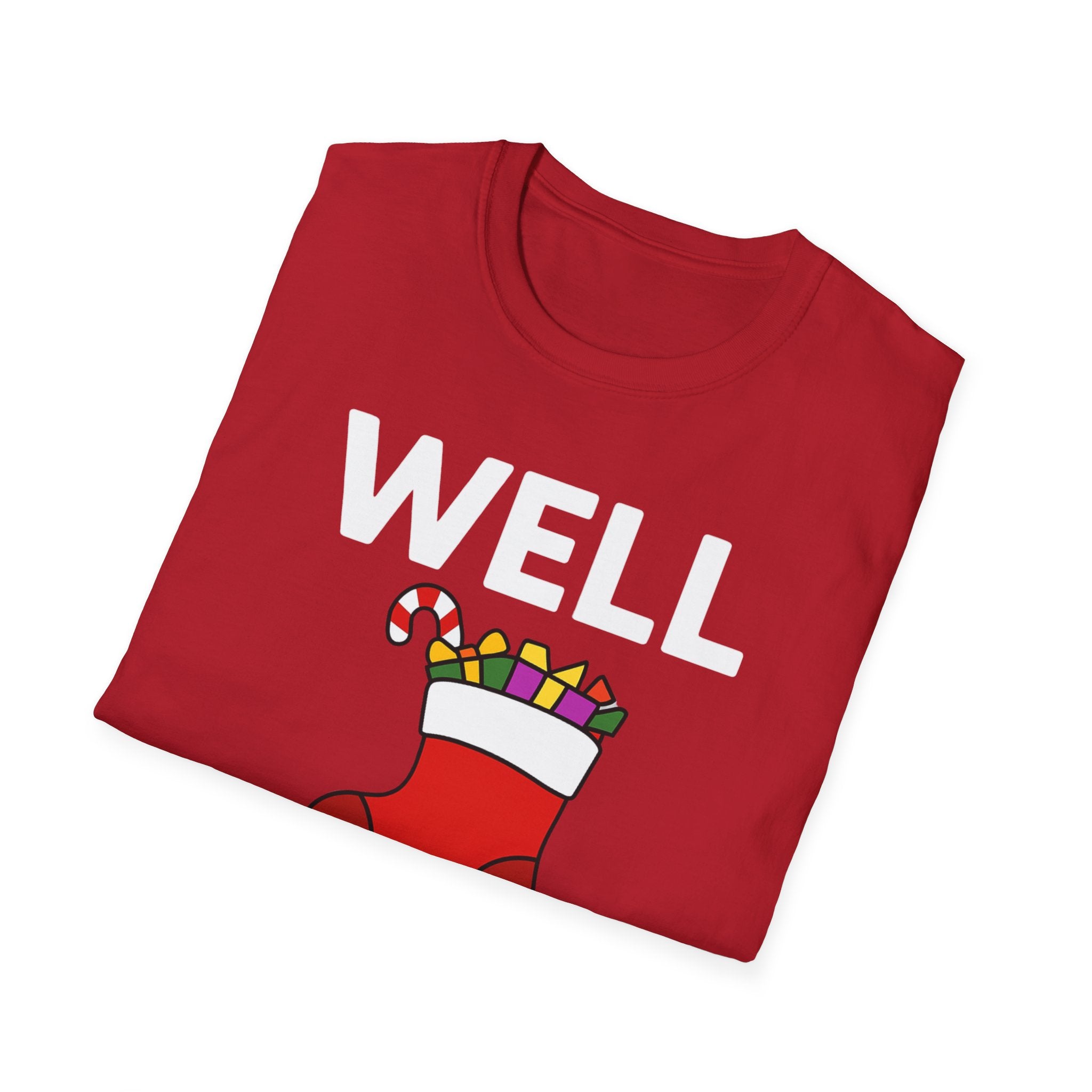 Well Hung Christmas T-Shirt | Funny Holiday Tee | Christmas Stocking Humor Shirt