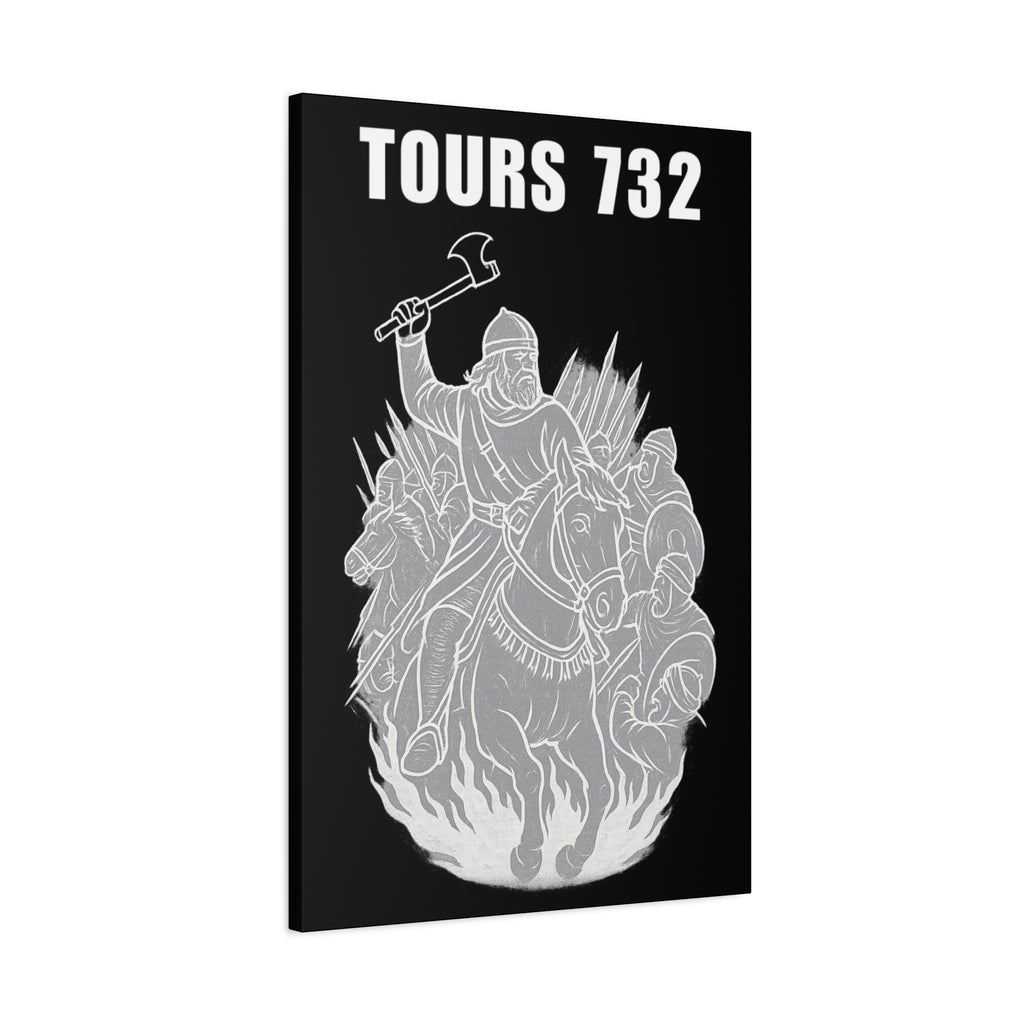 Battle of Tours 732 AD Charles "The Hammer" Martel and Franks Black and White Scene Matte Canvas Wall Art, Home Décor