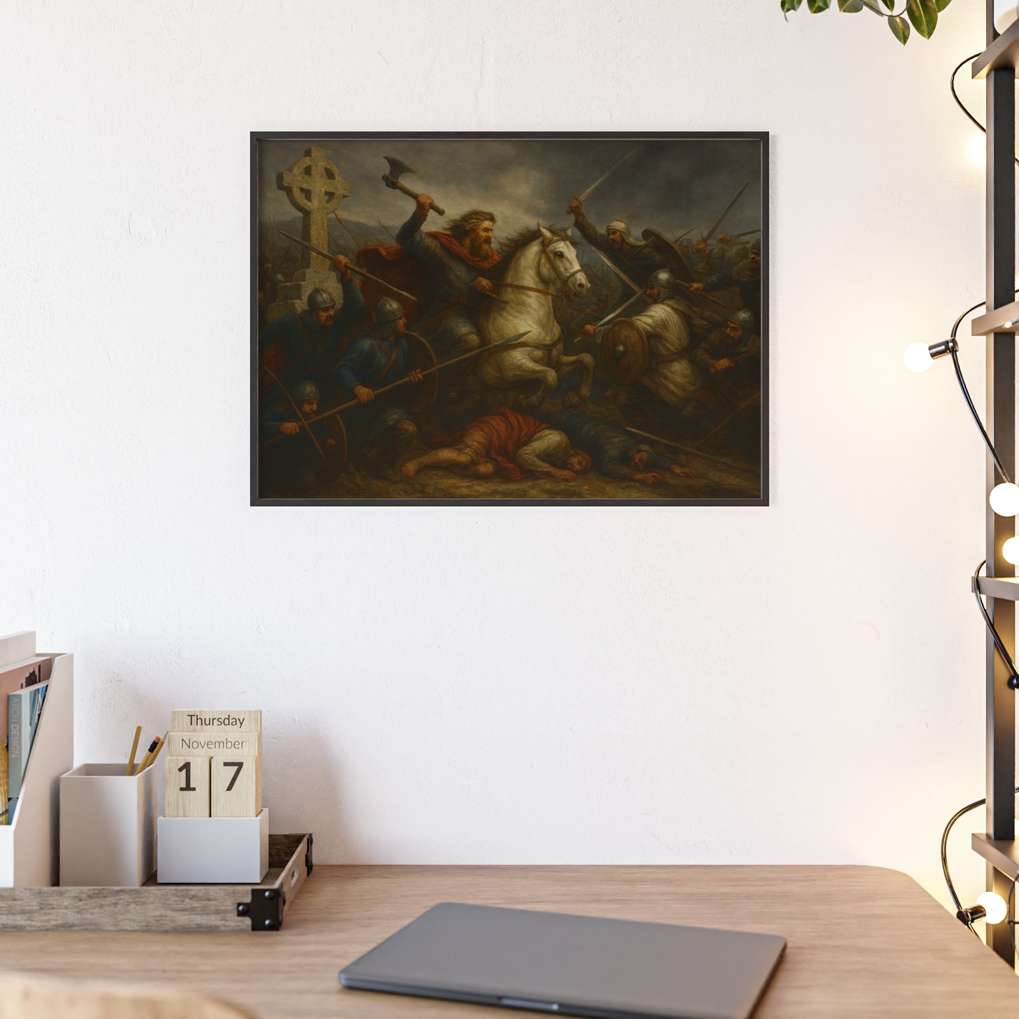 Framed Battle Scene Poster of The Battle Tours 732 AD Featuring Charles "The Hammer" Martel