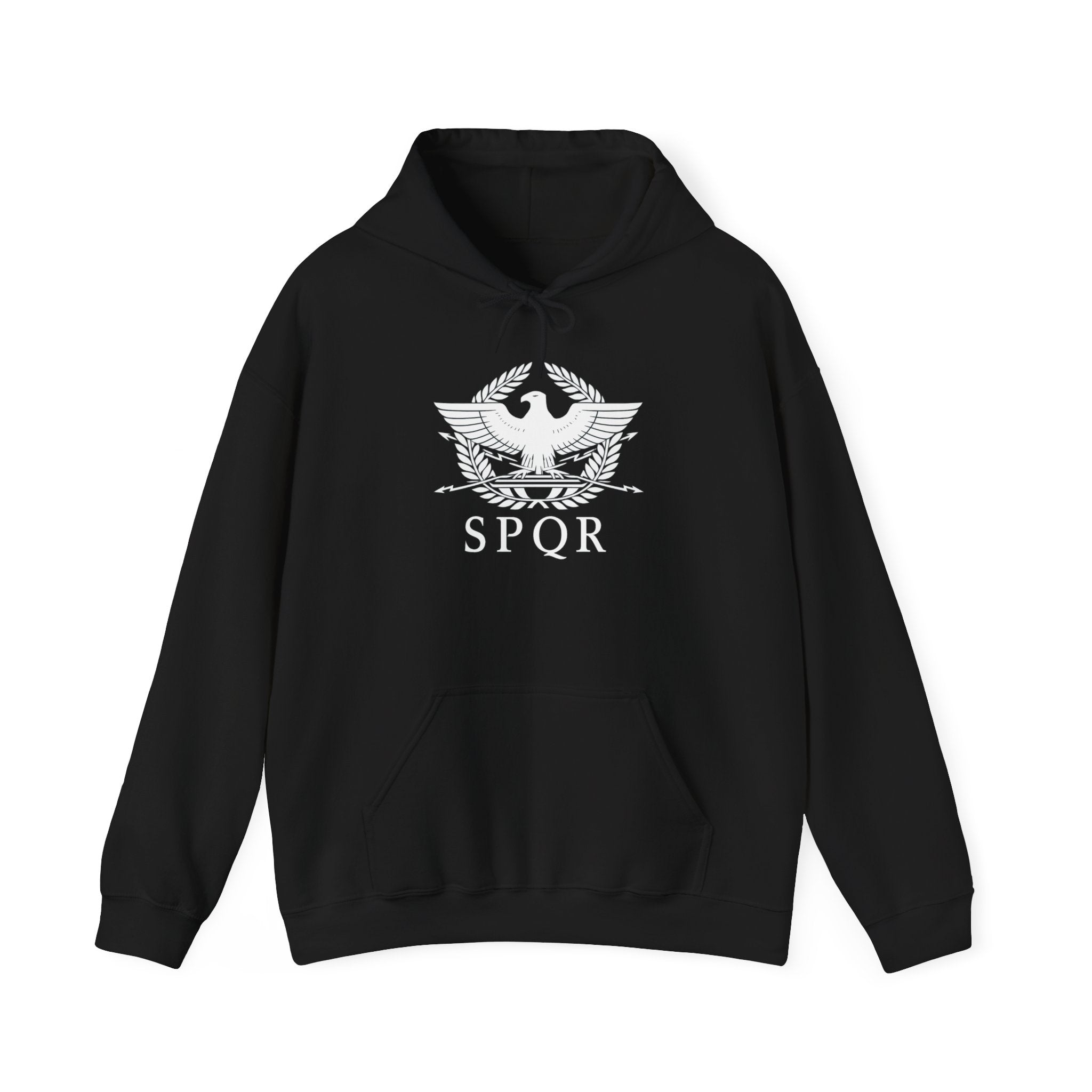 SPQR Roman Eagle White Design Pull Over Hoodie