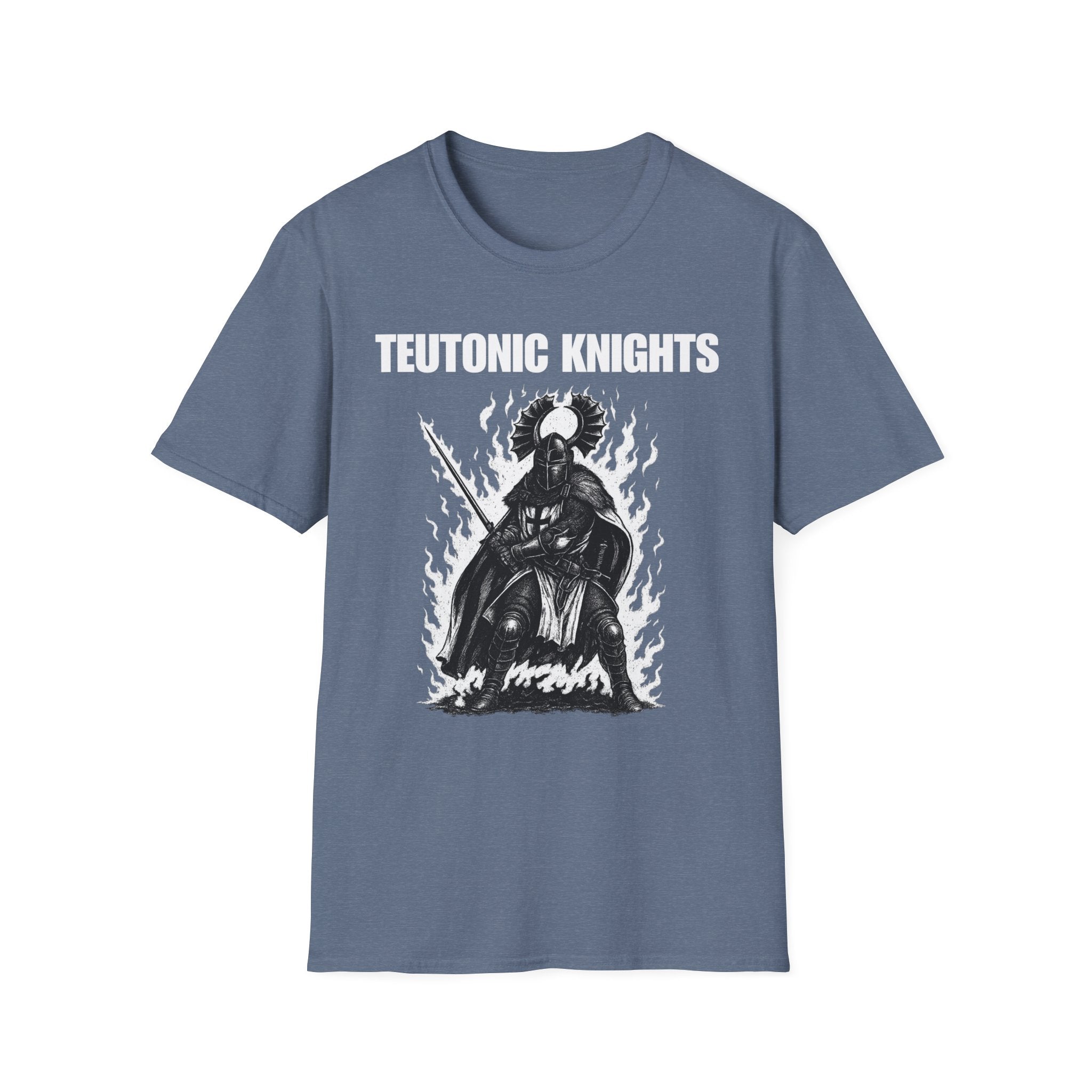 Teutonic Knights Front and Back White Teutonic Cross Graphic Softstyle Cotton Shirt T-Shirt