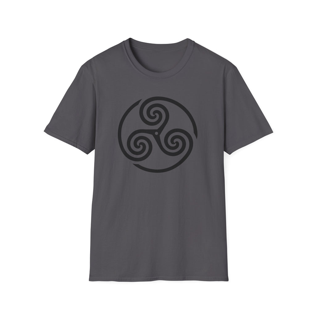 Celtic Spiral Triskele Symbol Alt Black Design Softstyle T-Shirt
