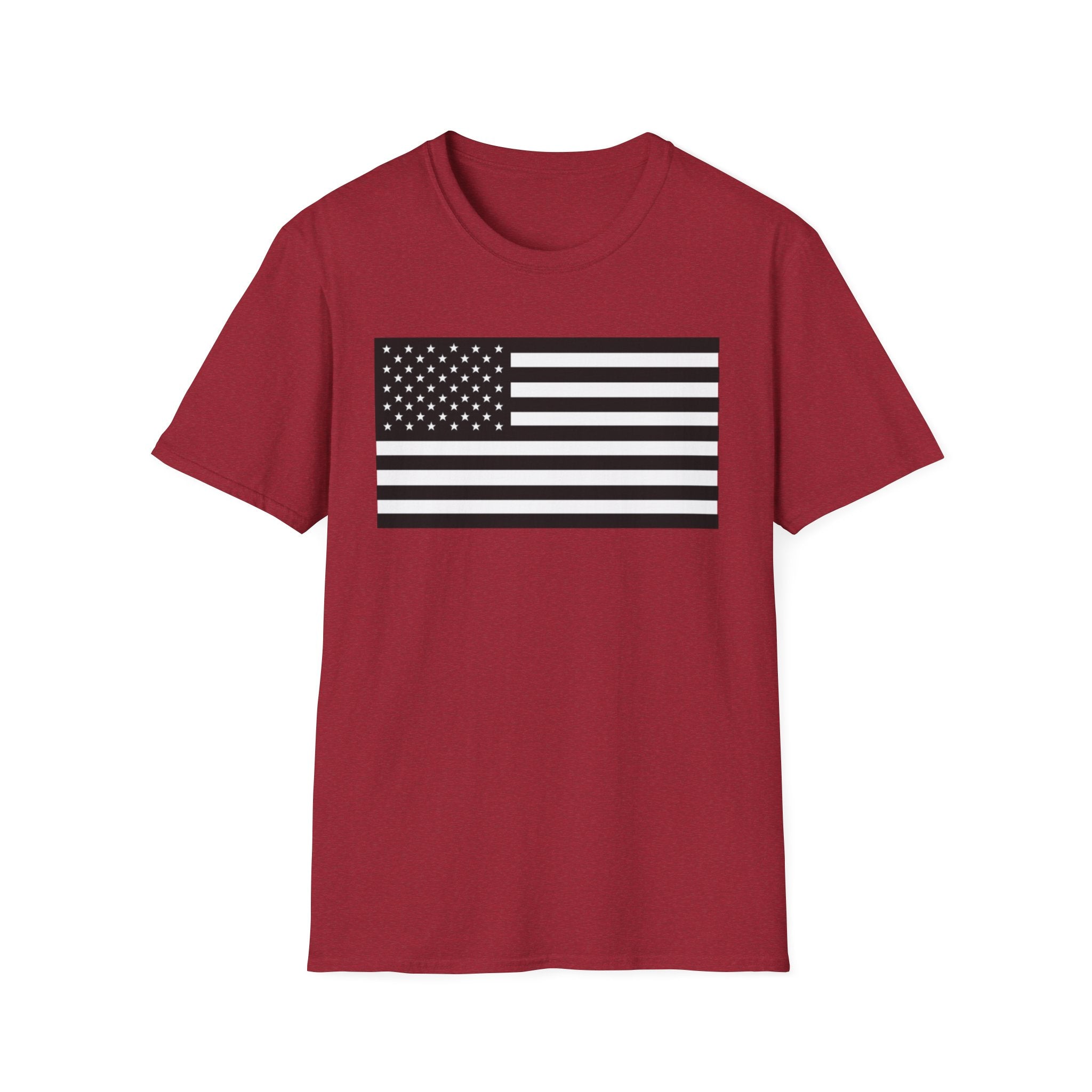 Black and White American Flag Softstyle Cotton Shirt T-Shirt