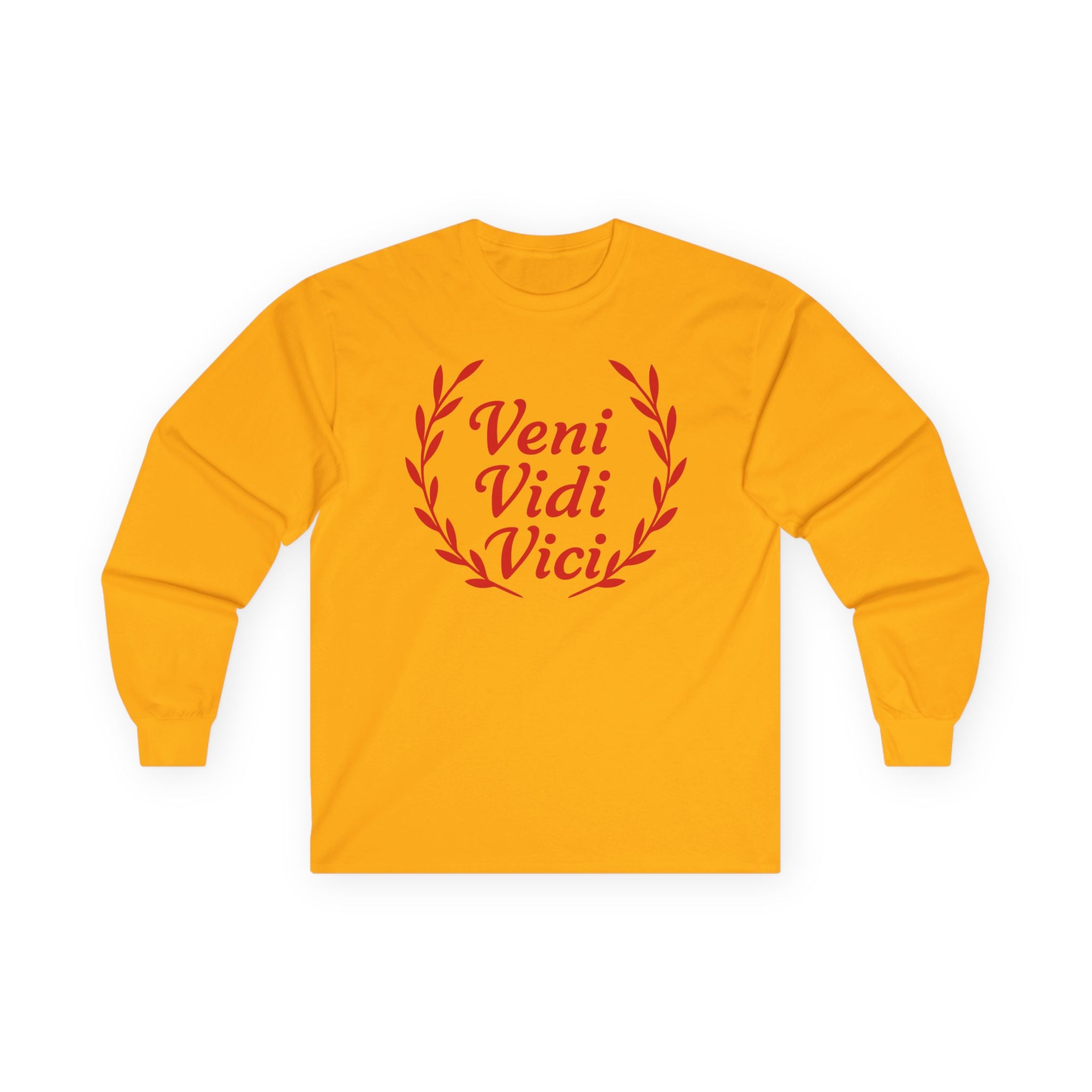 Veni Vidi Vici "I Came, I saw, I Conquered" Light Red Graphic Long Sleeve Tee