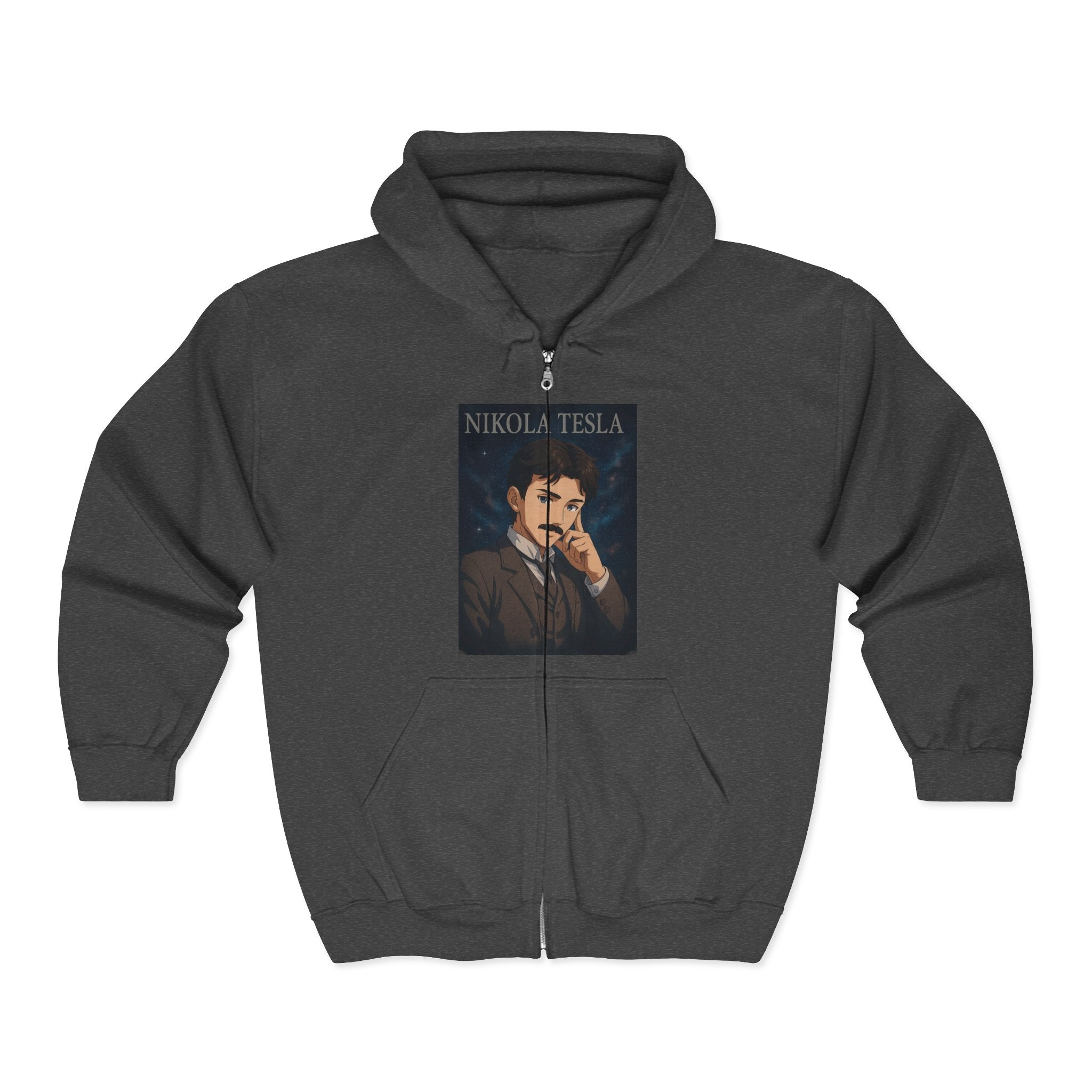 Nikola Tesla Unisex Zip-Up Hooded Sweatshirt, Nikola Tesla Hoodie