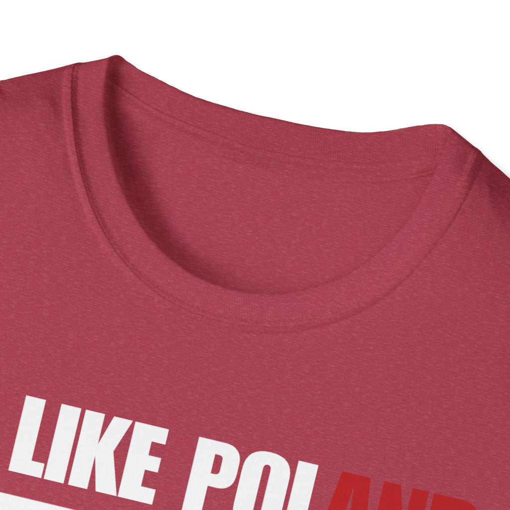 Be Like Poland Winged Hussar Front, Polish Eagle Cross Back Heavy Cotton Softstyle T-Shirt Softstyle Tee