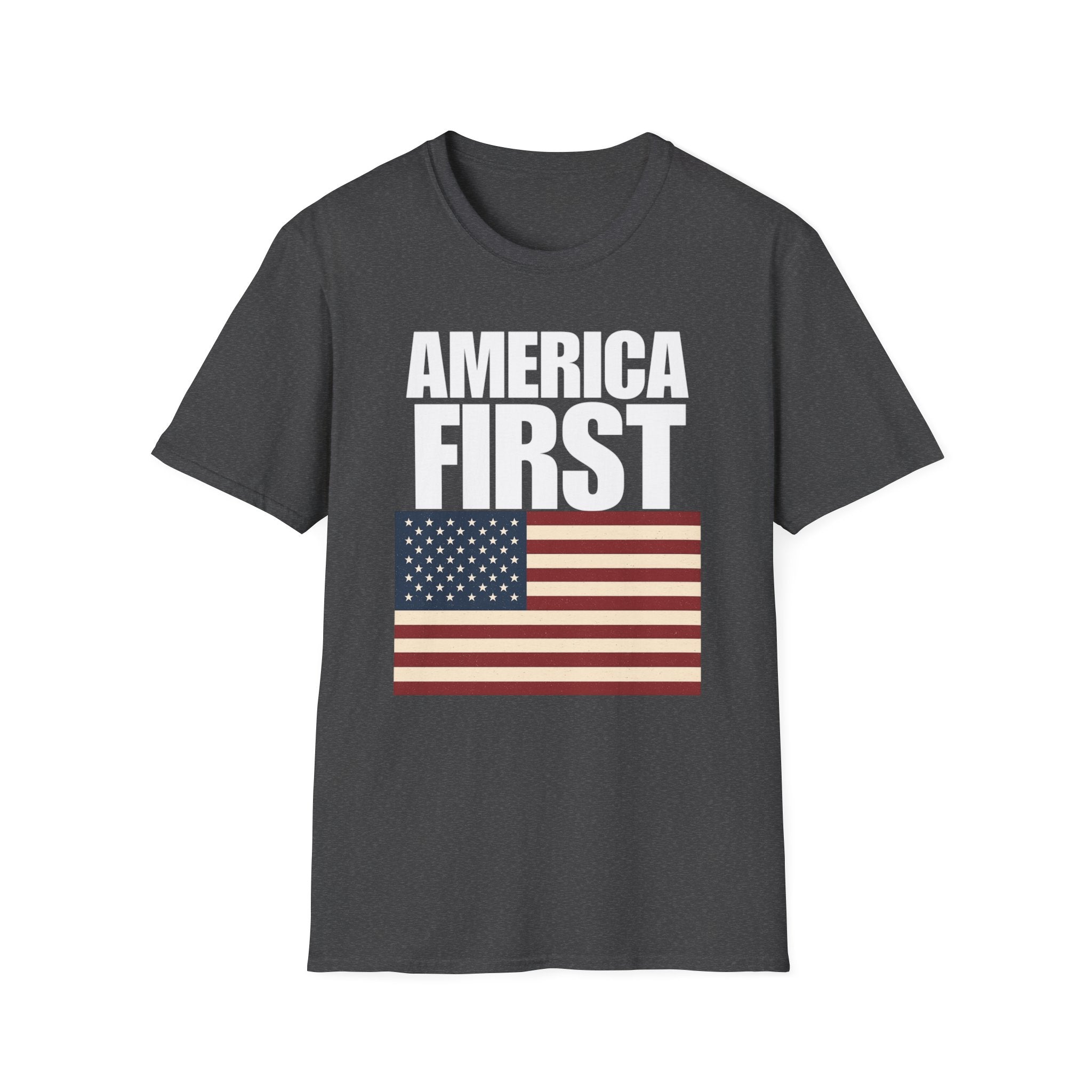 America First American Flag Softstyle Cotton Shirt T-Shirt