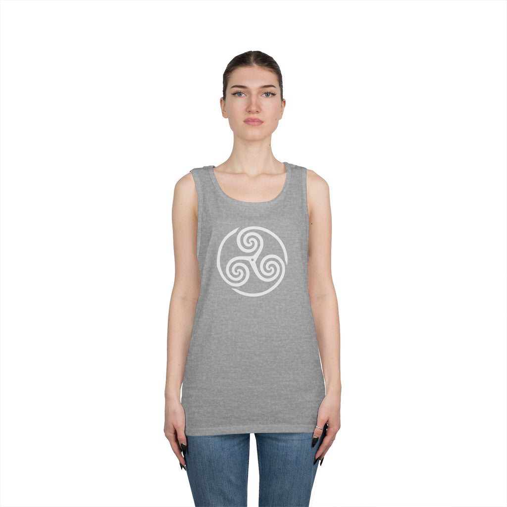 Celtic Spiral Triskele Symbol Alt Design White Unisex Tank Top