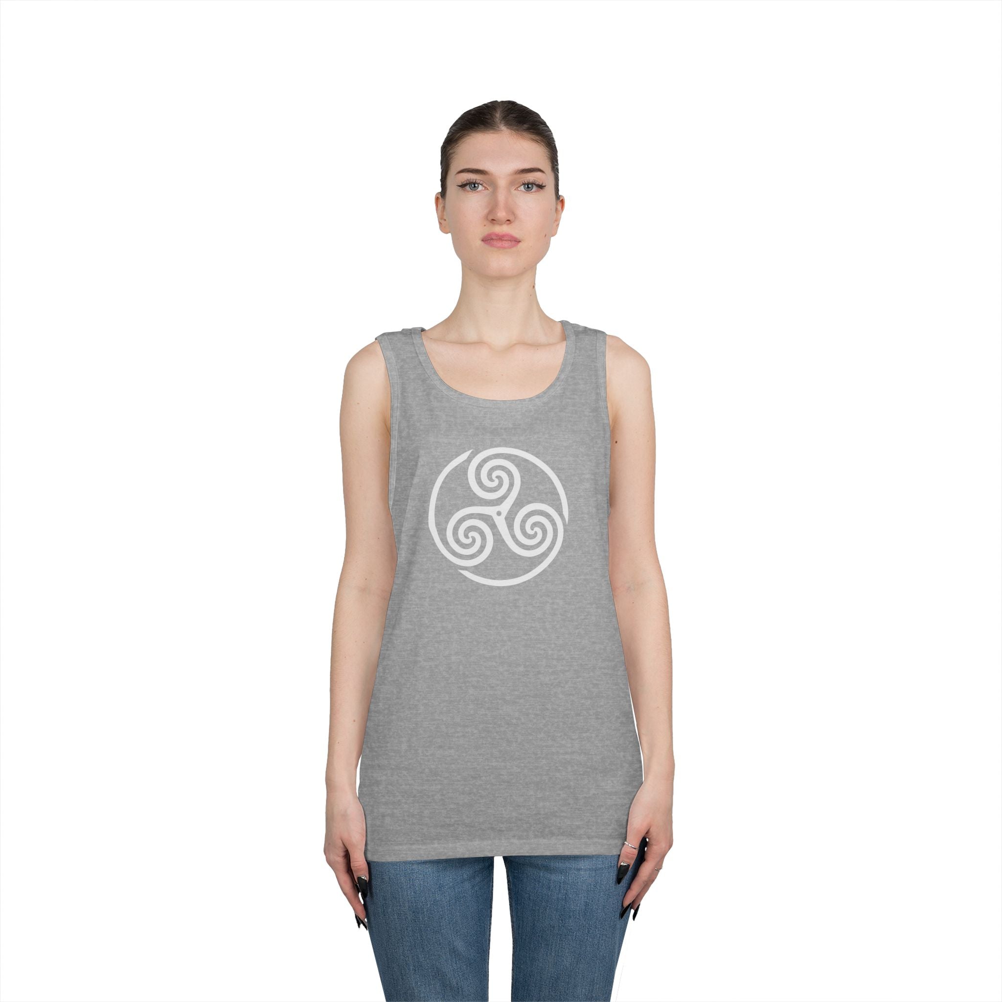 Celtic Spiral Triskele Symbol Alt Design White Unisex Tank Top