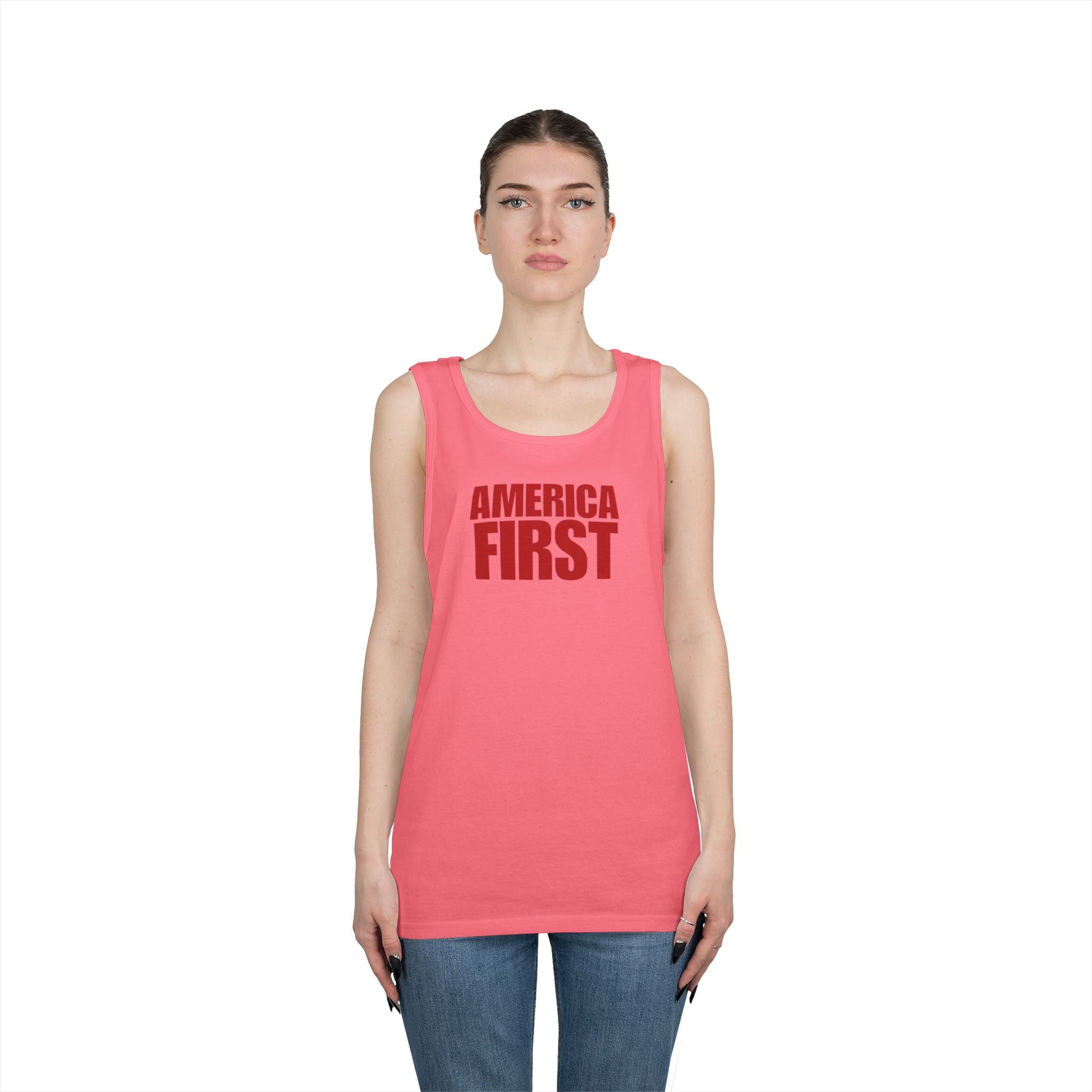 America First Red Heavy Cotton Tank Top
