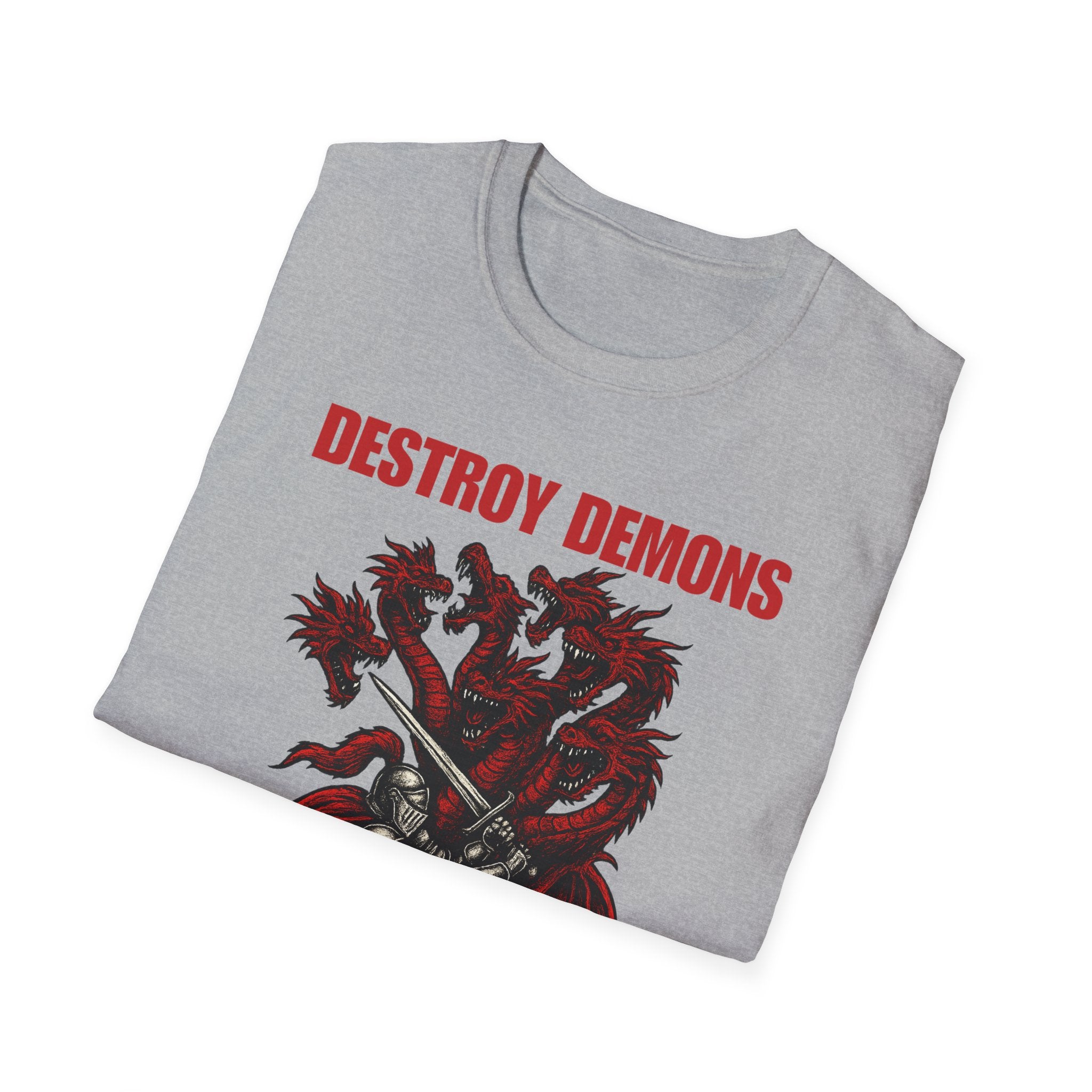 Destroy Demons Crusader Knight vs Dragon  Softstyle T-Shirt
