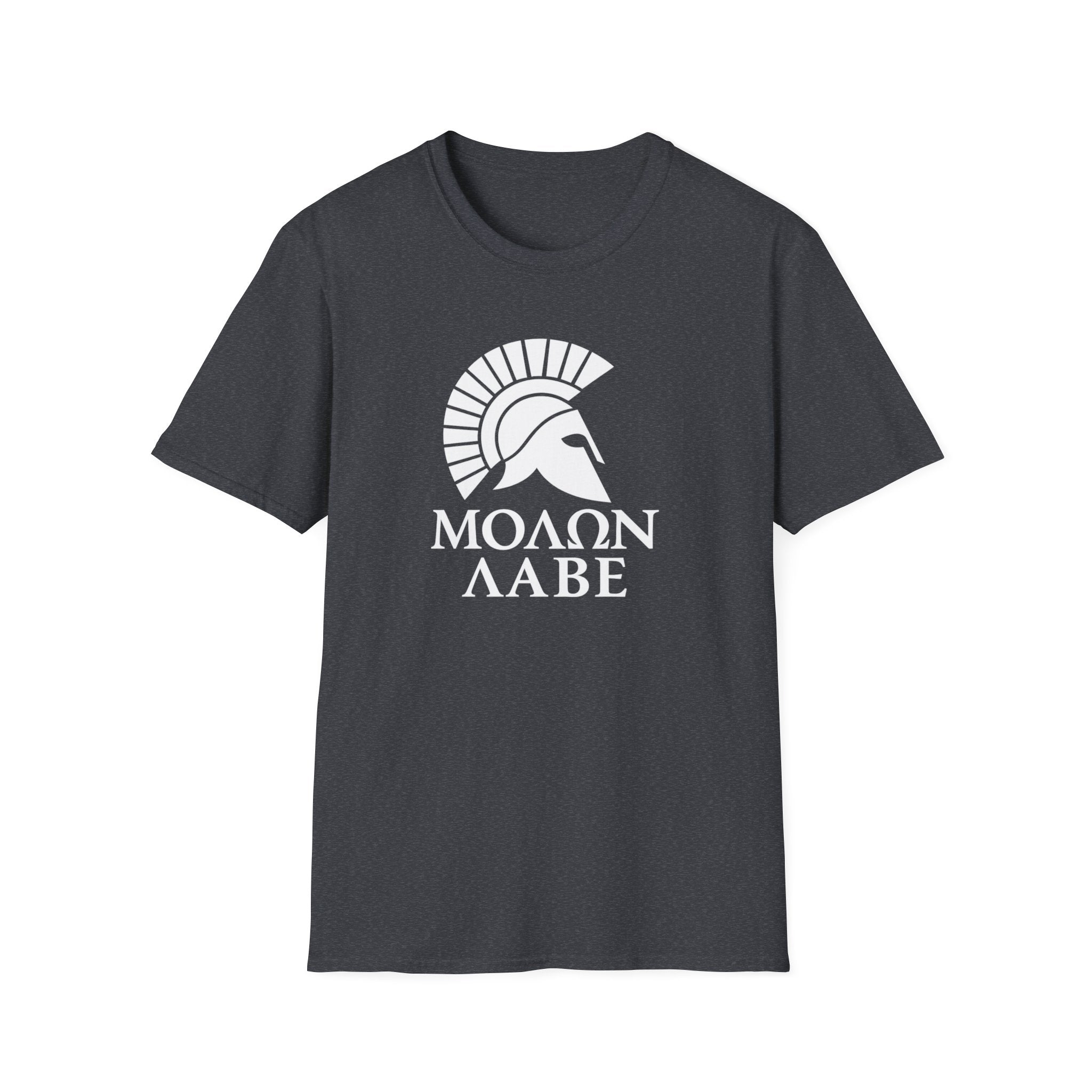 Molon Labe "Come and Take It!" in Greek Large Text White Design Softstyle Cotton T-Shirt