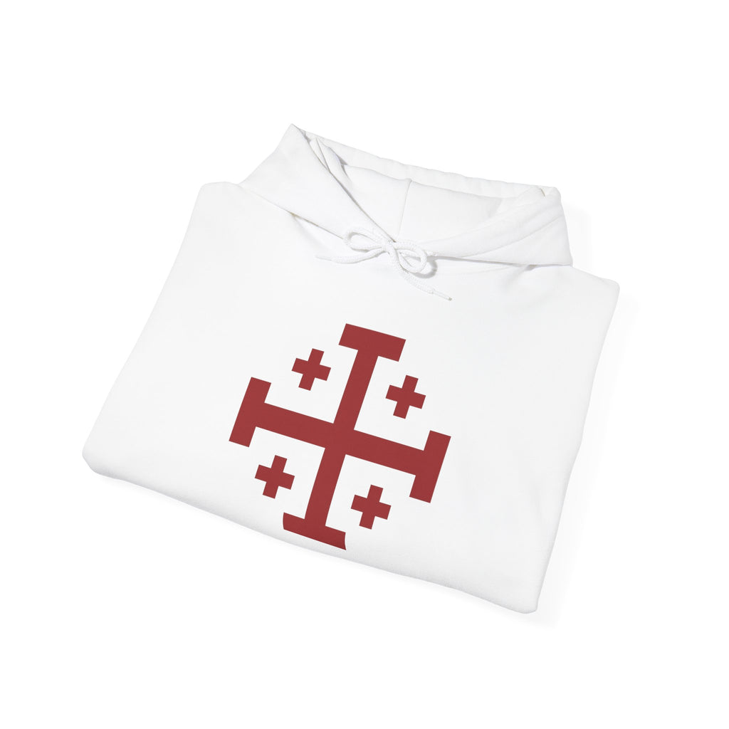 Cross of Jerusalem Red Design Pull Over Hoodie Sweatshirt