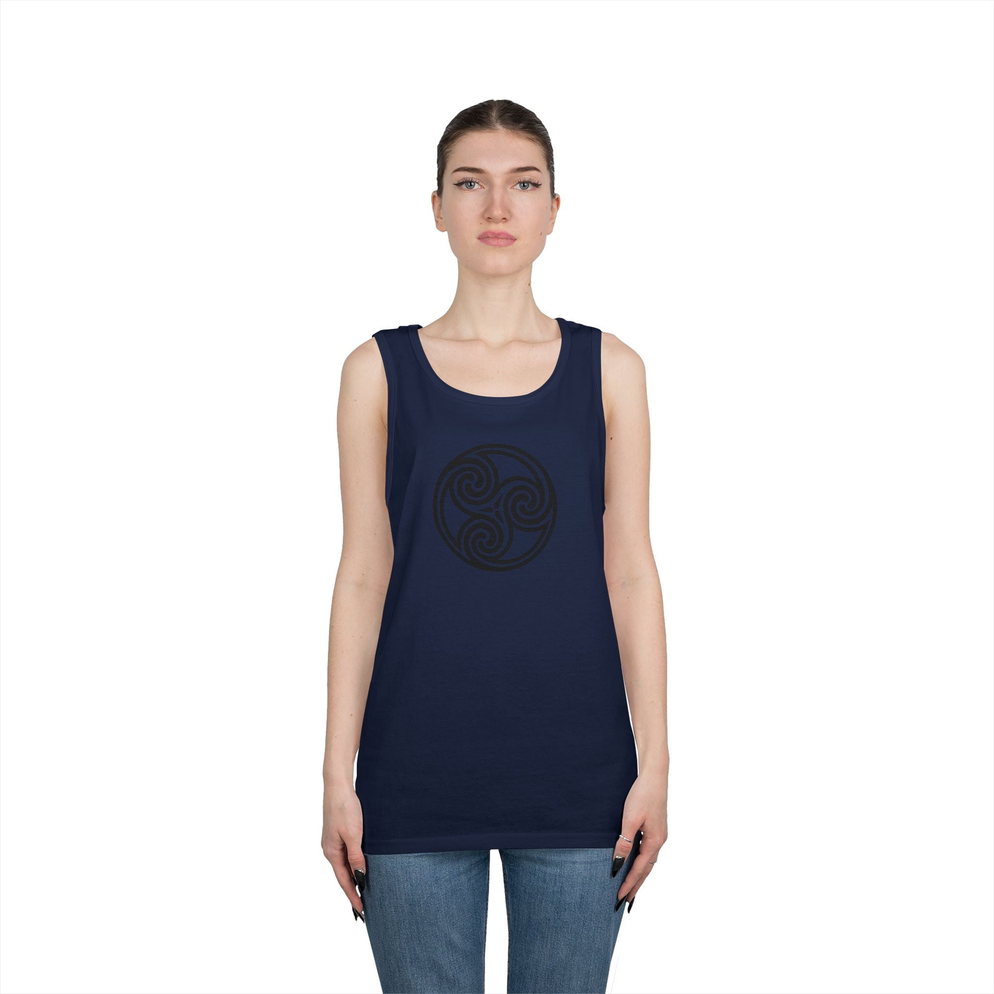 Celtic Spiral Triskele Symbol Black Unisex Tank Top