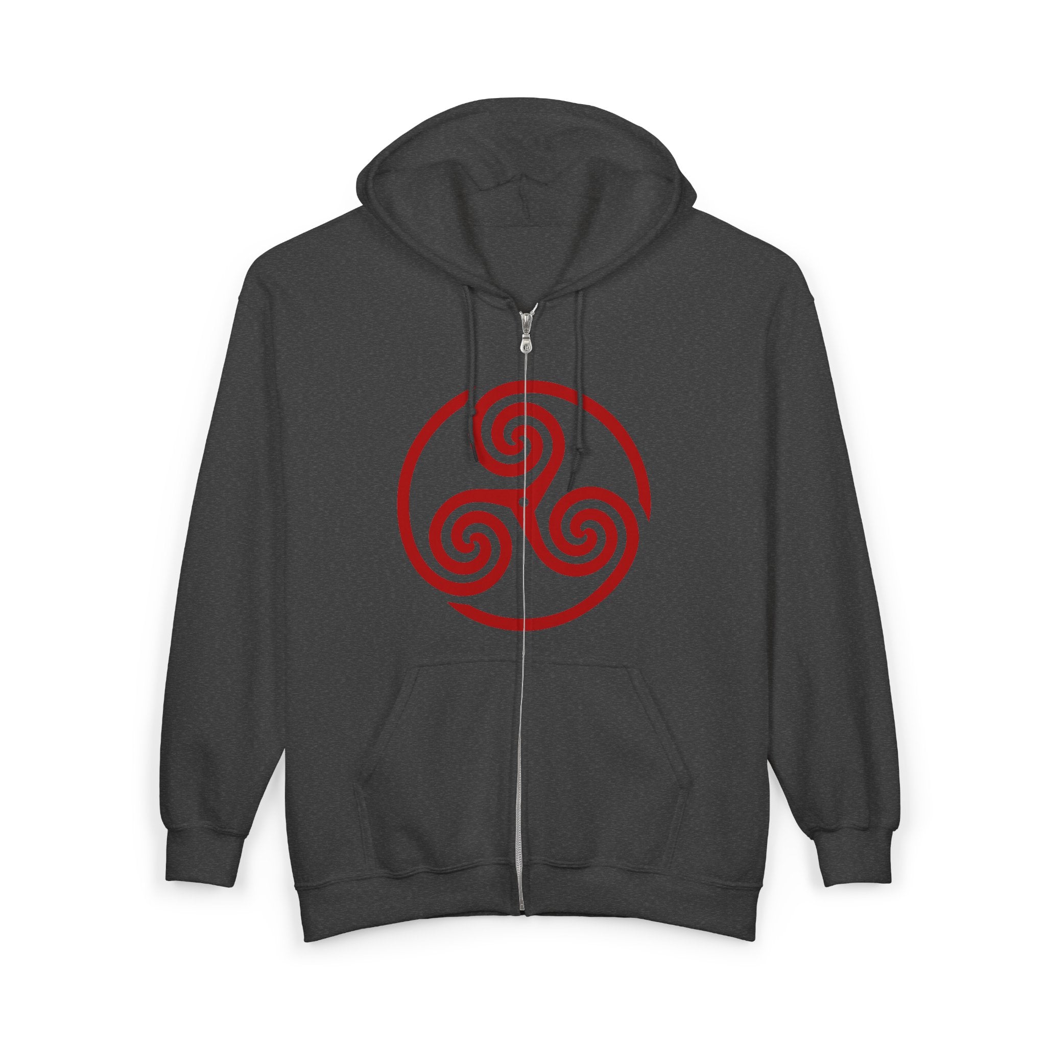 Celtic Spiral Triskele Trinity Symbol Red Design Full Zip Up Hoodie Sweatshirt