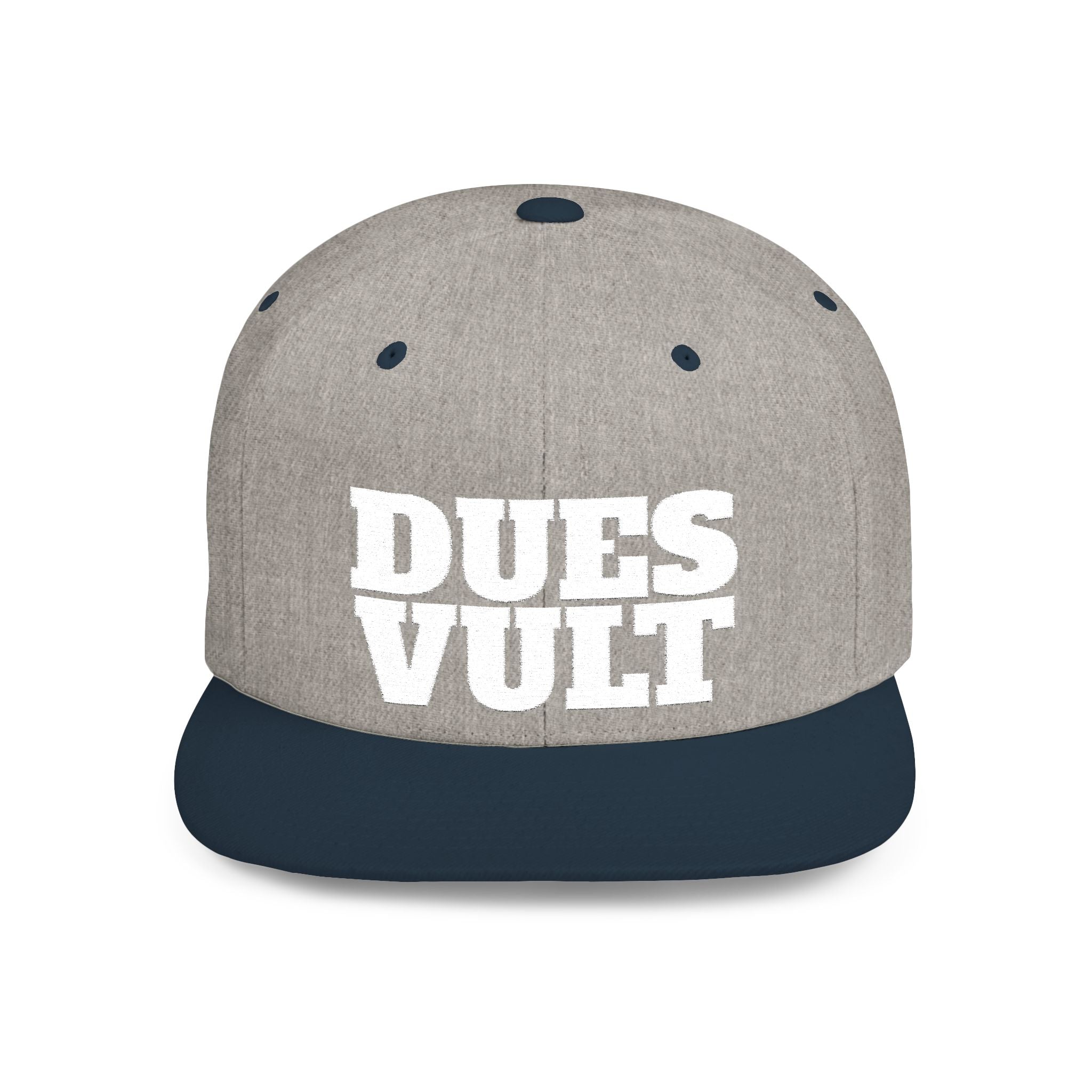 Dues Vult White Letter Flat Bill Snapback Hat, Dues Vult Cap