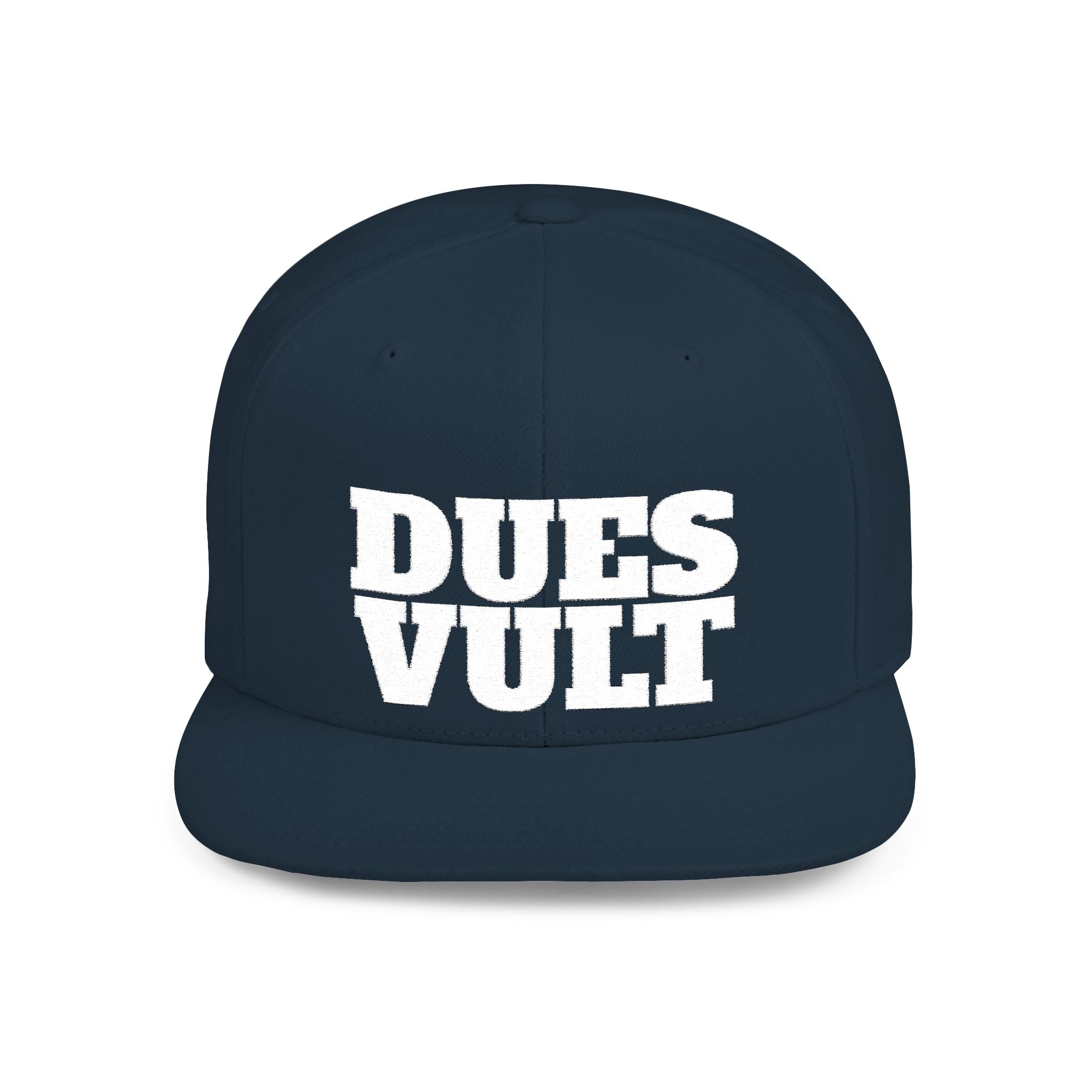 Dues Vult White Letter Flat Bill Snapback Hat, Dues Vult Cap