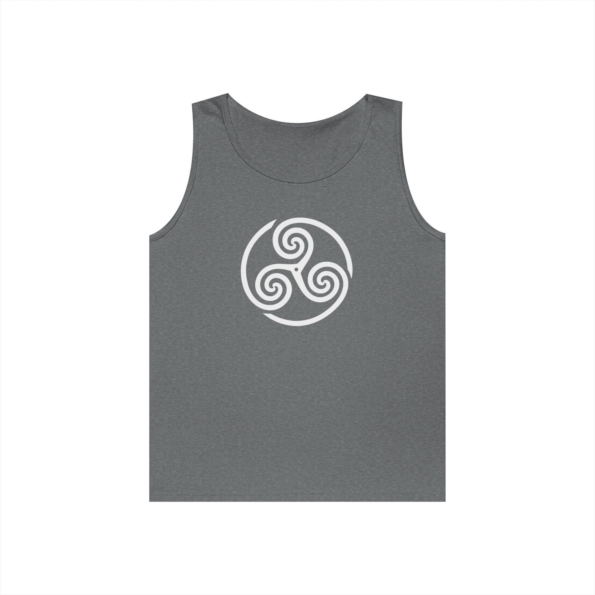 Celtic Spiral Triskele Symbol Alt Design White Unisex Tank Top