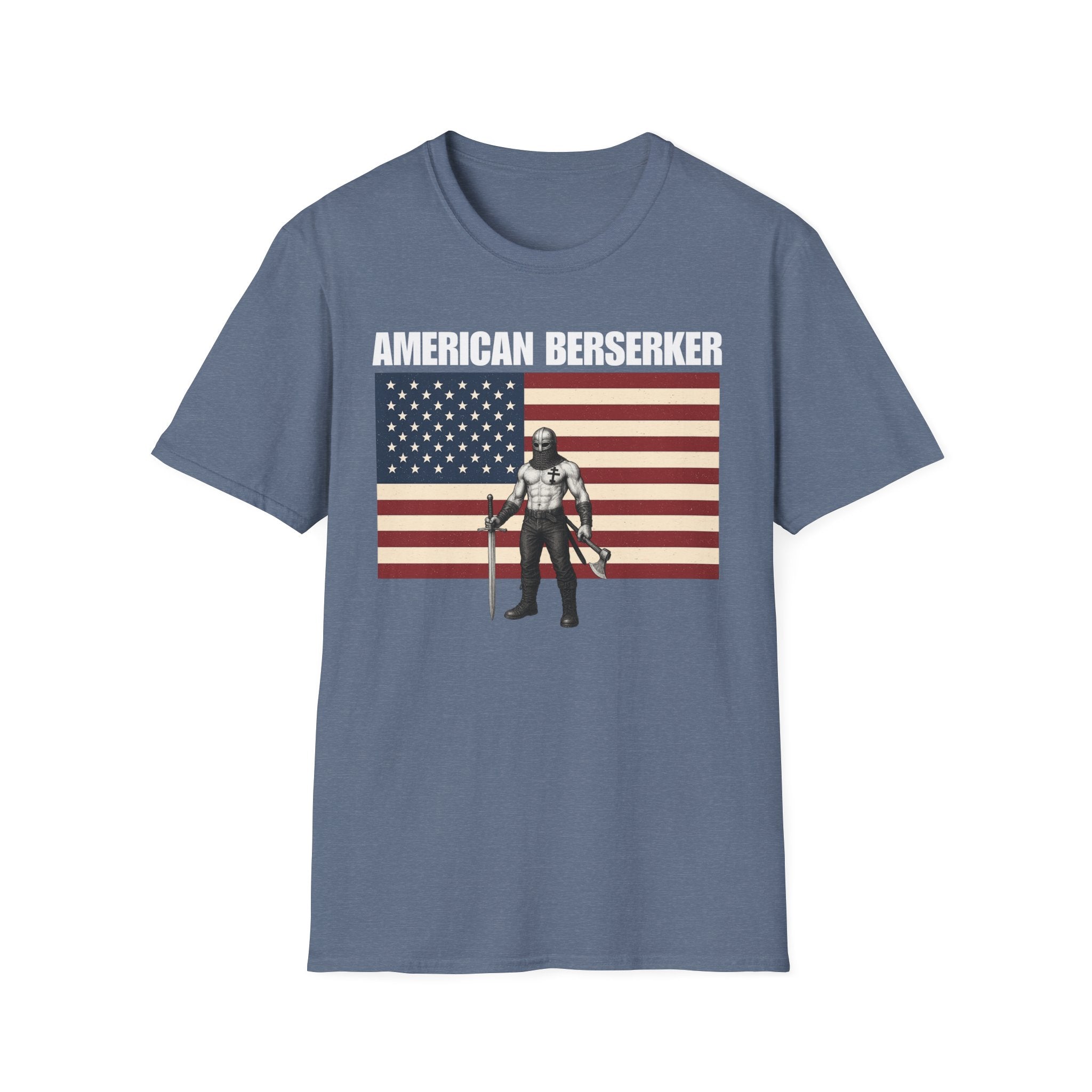 Bold American Berserker Graphic Softstyle Cotton T-Shirt