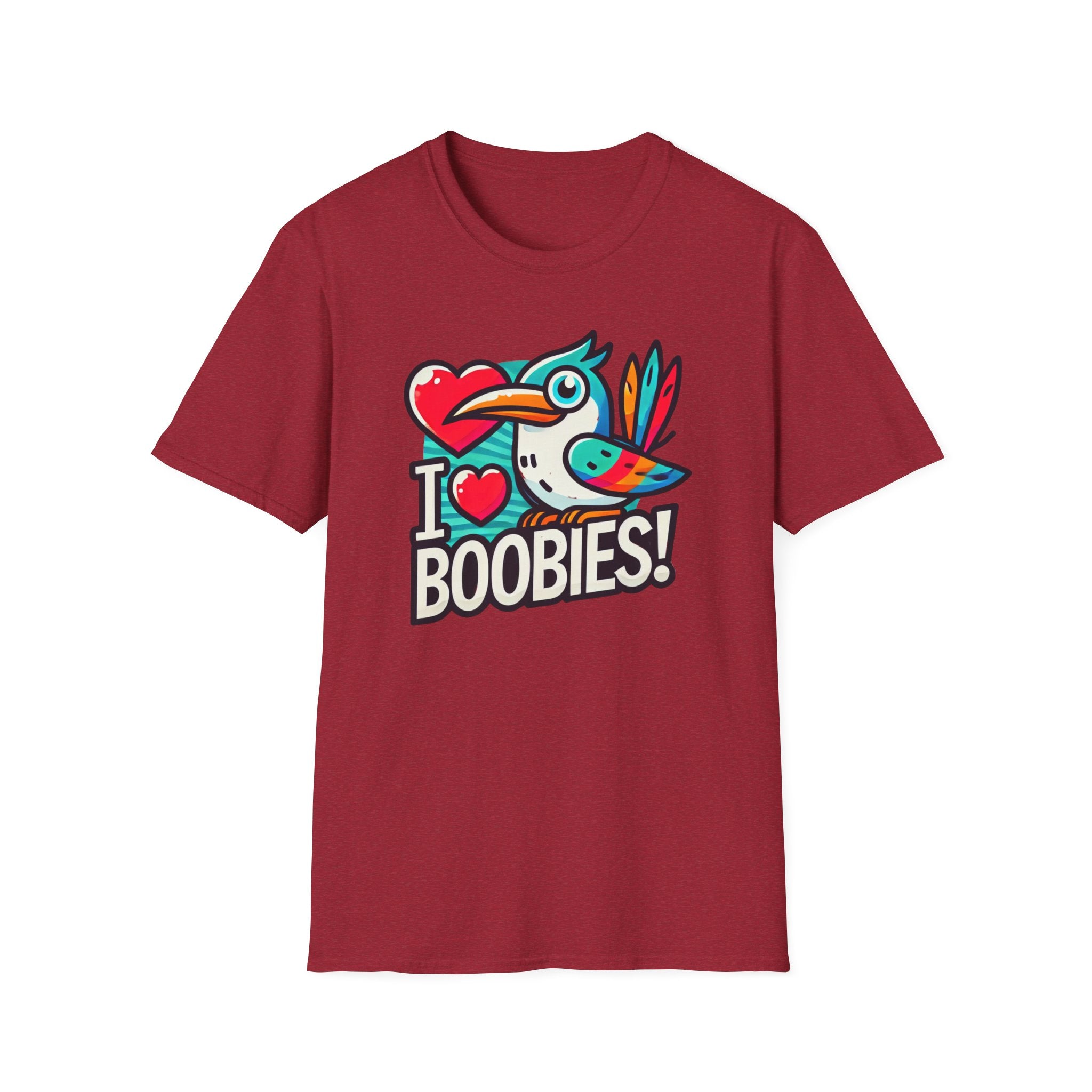 Funny 'I Love Boobies!' Boobie Bird Softstyle Cotton T-Shirt