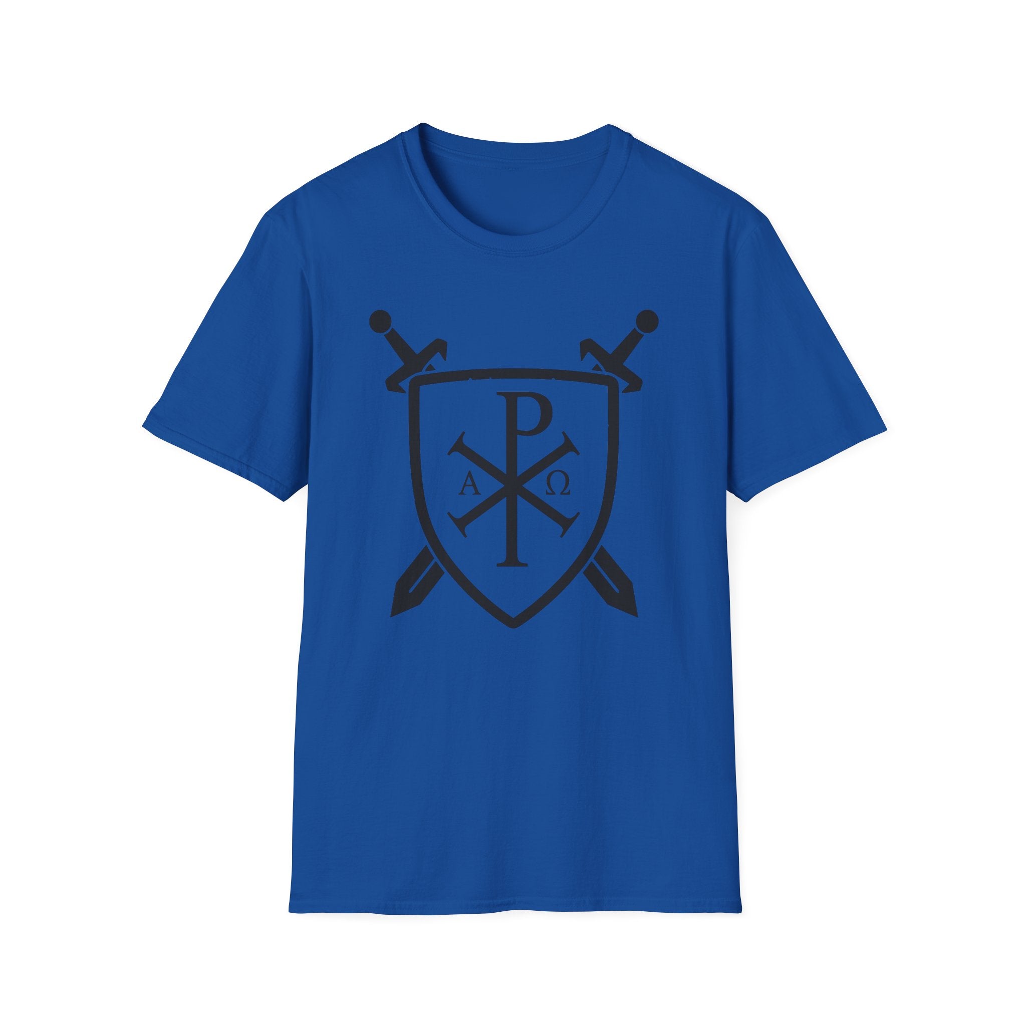 Sword and Shield Pi Chi Rho Black Graphic Softstyle Cotton Shirt T-Shirt