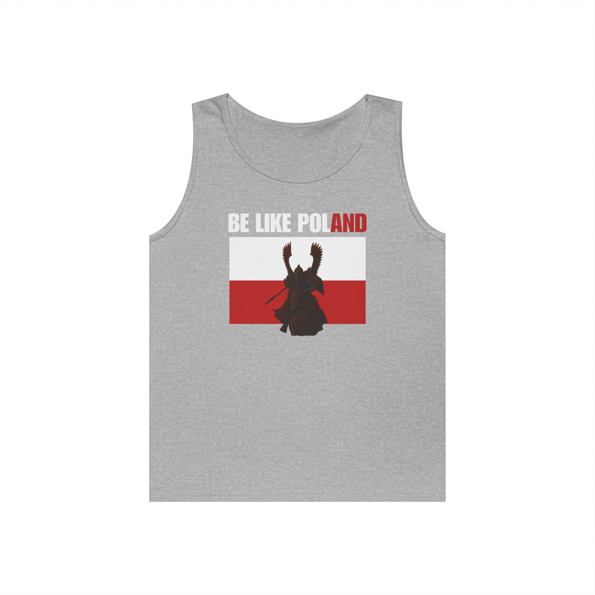 Be Like Poland Winged Hussar Front, Polis Eagle Cross Back Heavy Cotton Tank Top