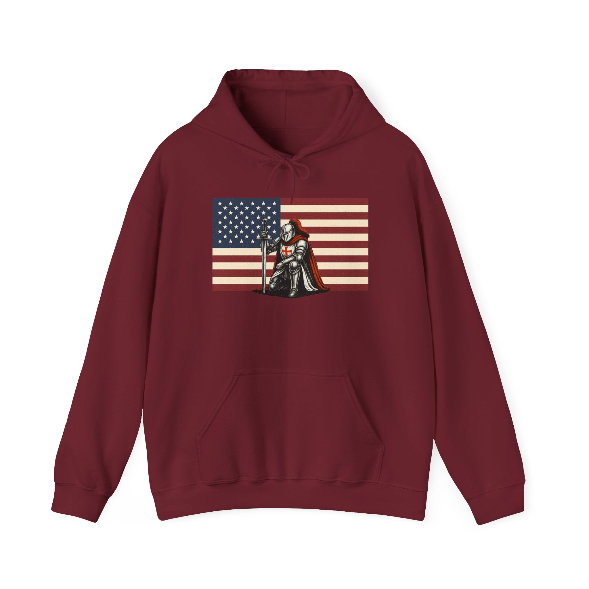 American Crusader Graphic Pull Over Hoodie Sweatshirt