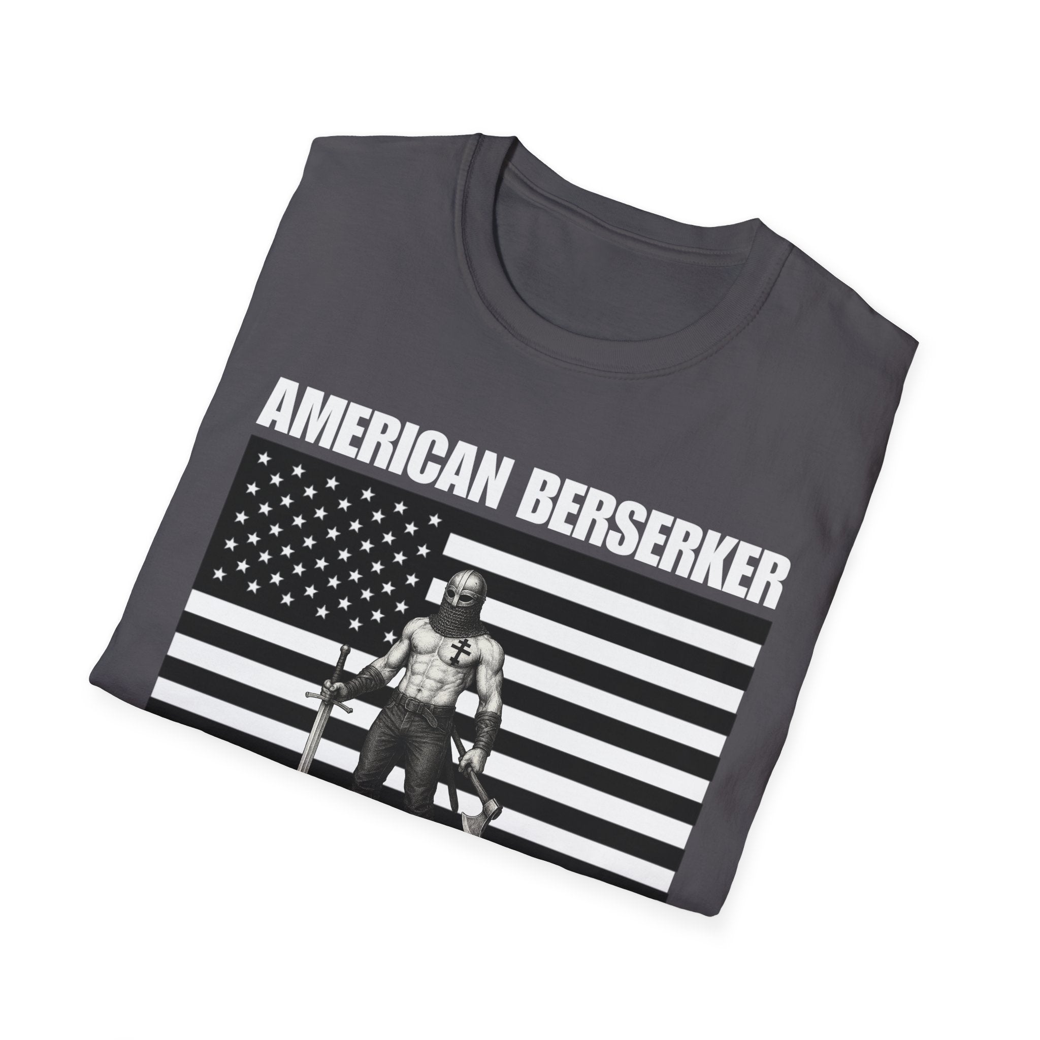 Bold American Berserker Black and White Softstyle T-Shirt