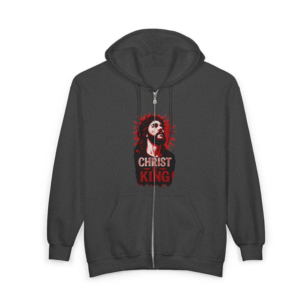 Front and Back Christ is King Zip-Up Hoodie, Christ is King Design Sweatshirt