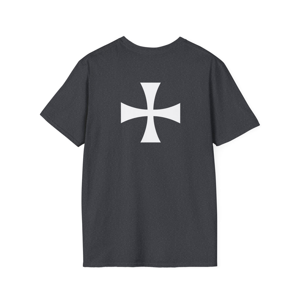 Teutonic Knights Front and Back White Teutonic Cross Graphic Softstyle Cotton Shirt T-Shirt
