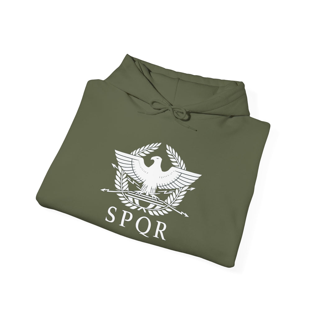 SPQR Roman Eagle White Design Pull Over Hoodie