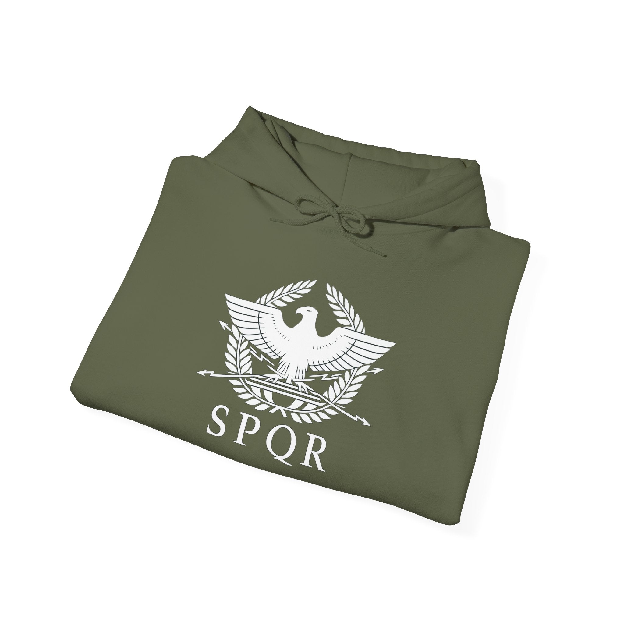 SPQR Roman Eagle White Design Pull Over Hoodie