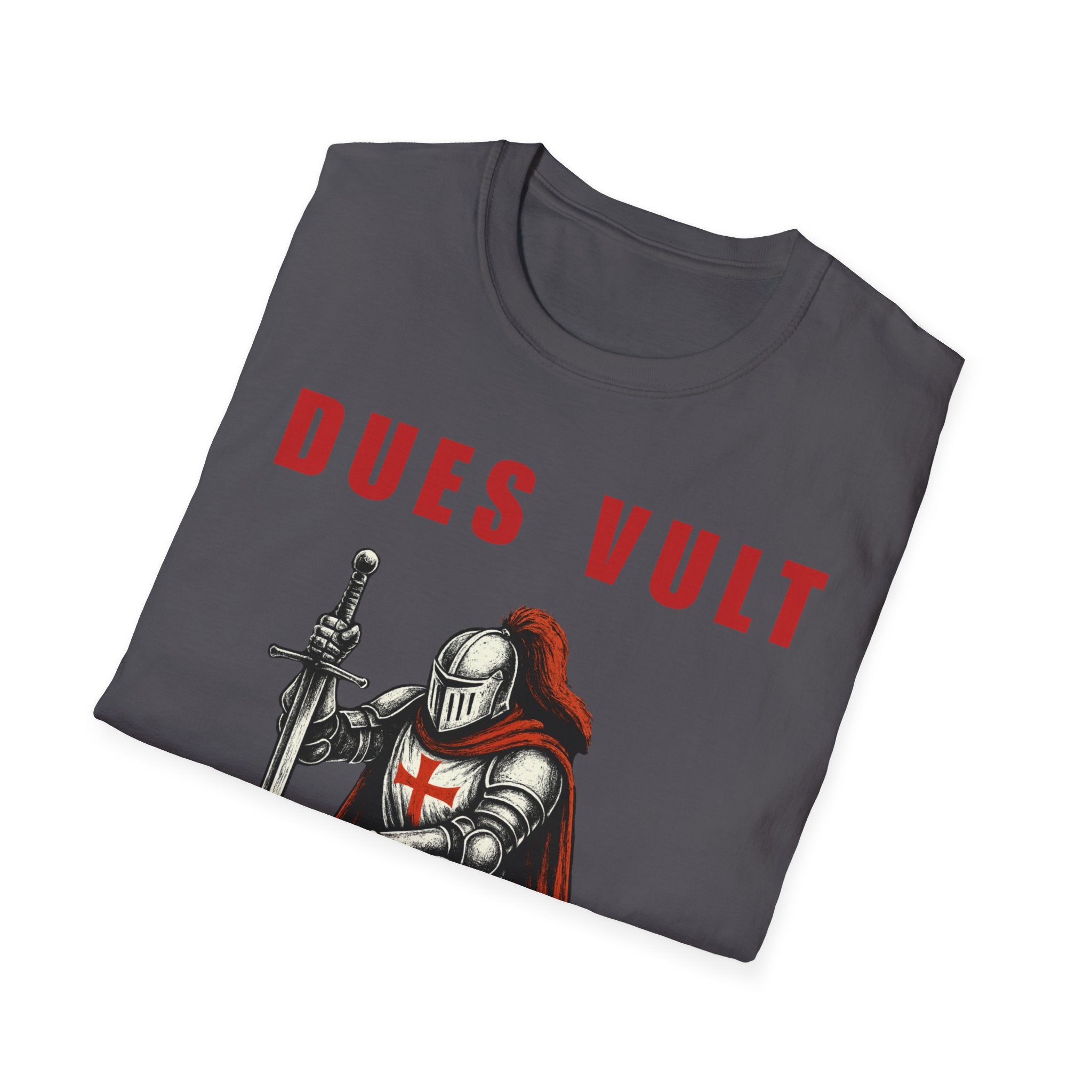 Dues Vult Crusader Knight T-Shirt | Christian Warrior Tee | Faith Shirt
