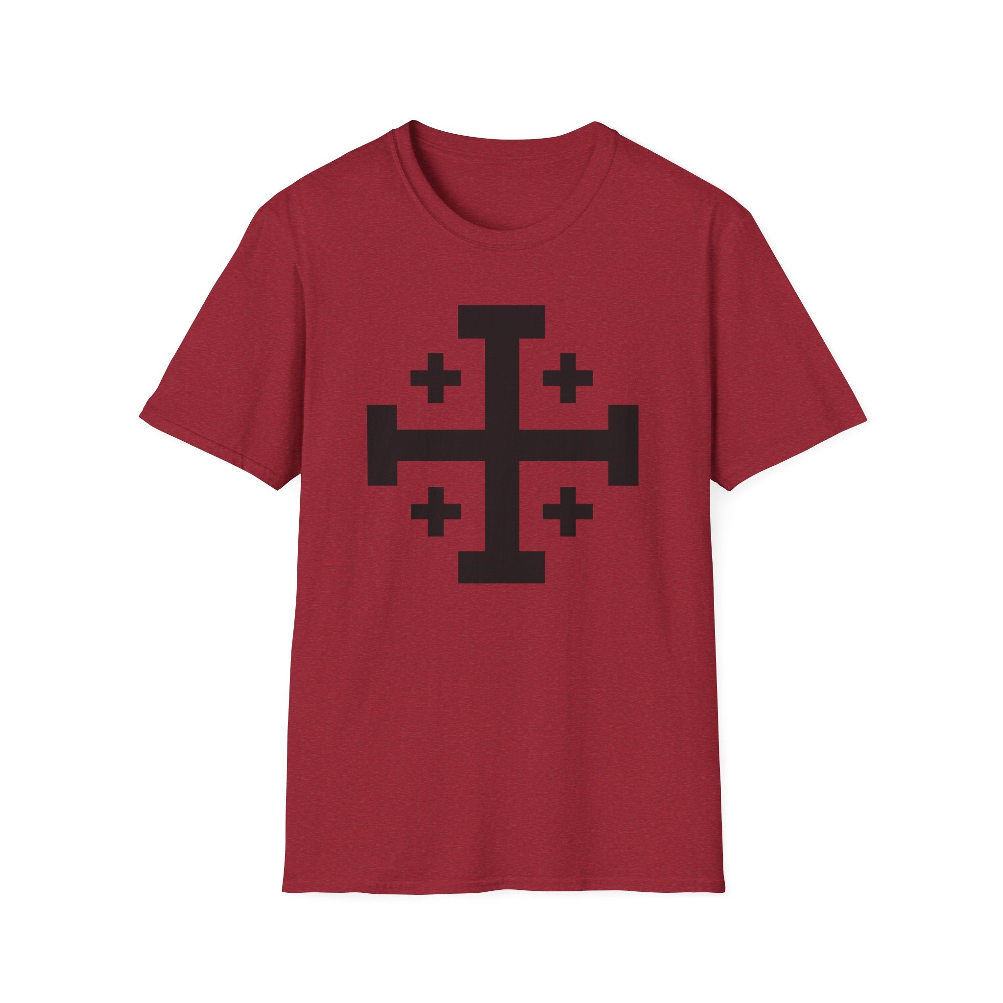 Cross of Jerusalem Black Design Softstyle T-Shirt