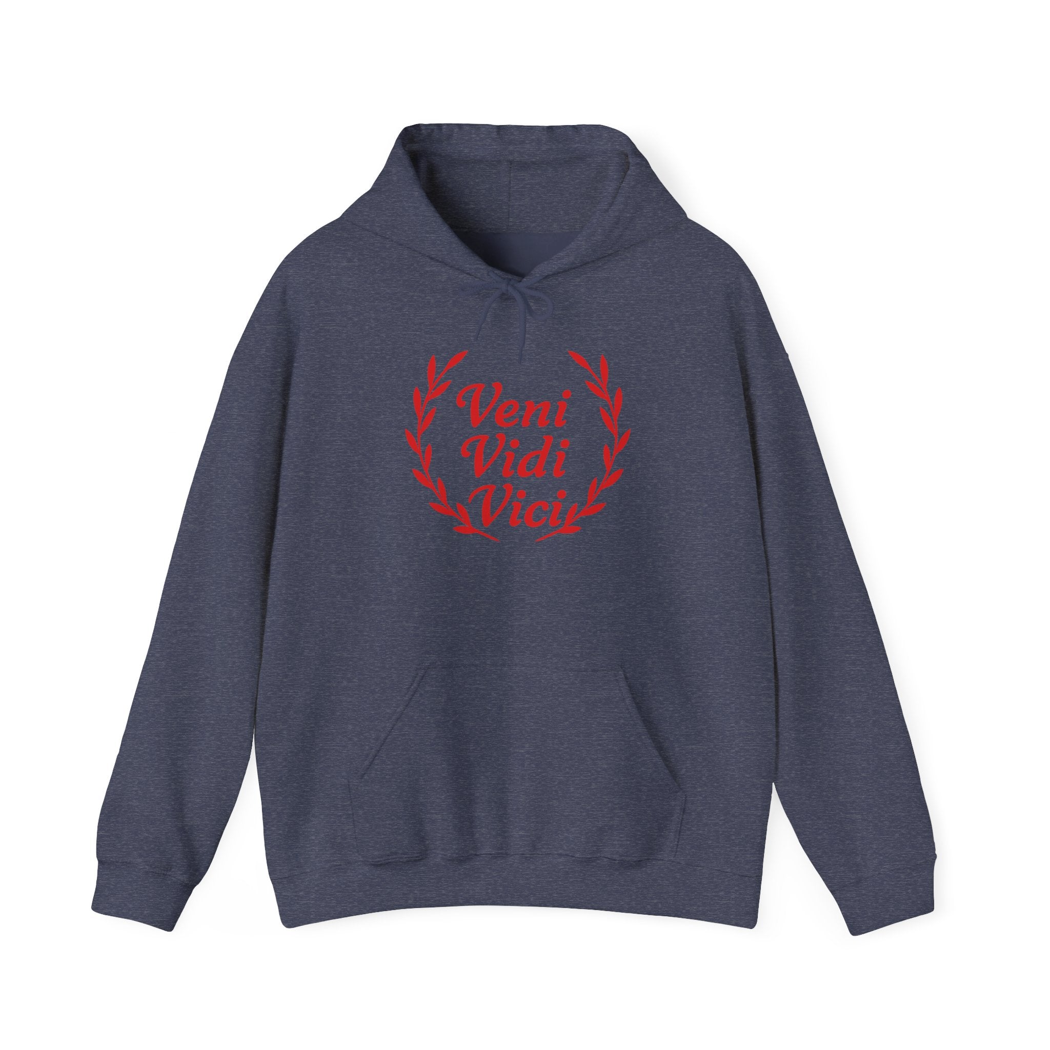 Veni Vidi Vici "I Came, I saw, I Conquered" Red Graphic Pull Over Hoodie Sweatshirt