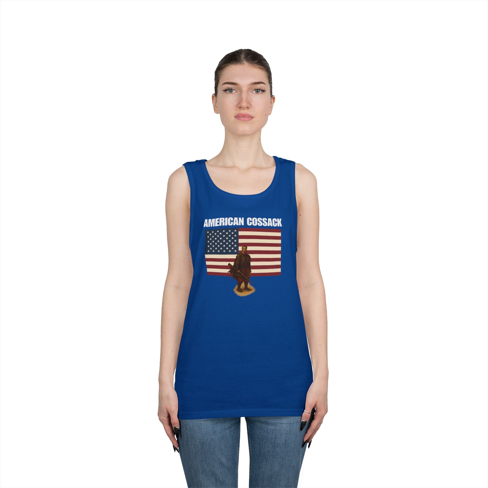 Patriotic American Cossack Heavy Cotton Tank Top