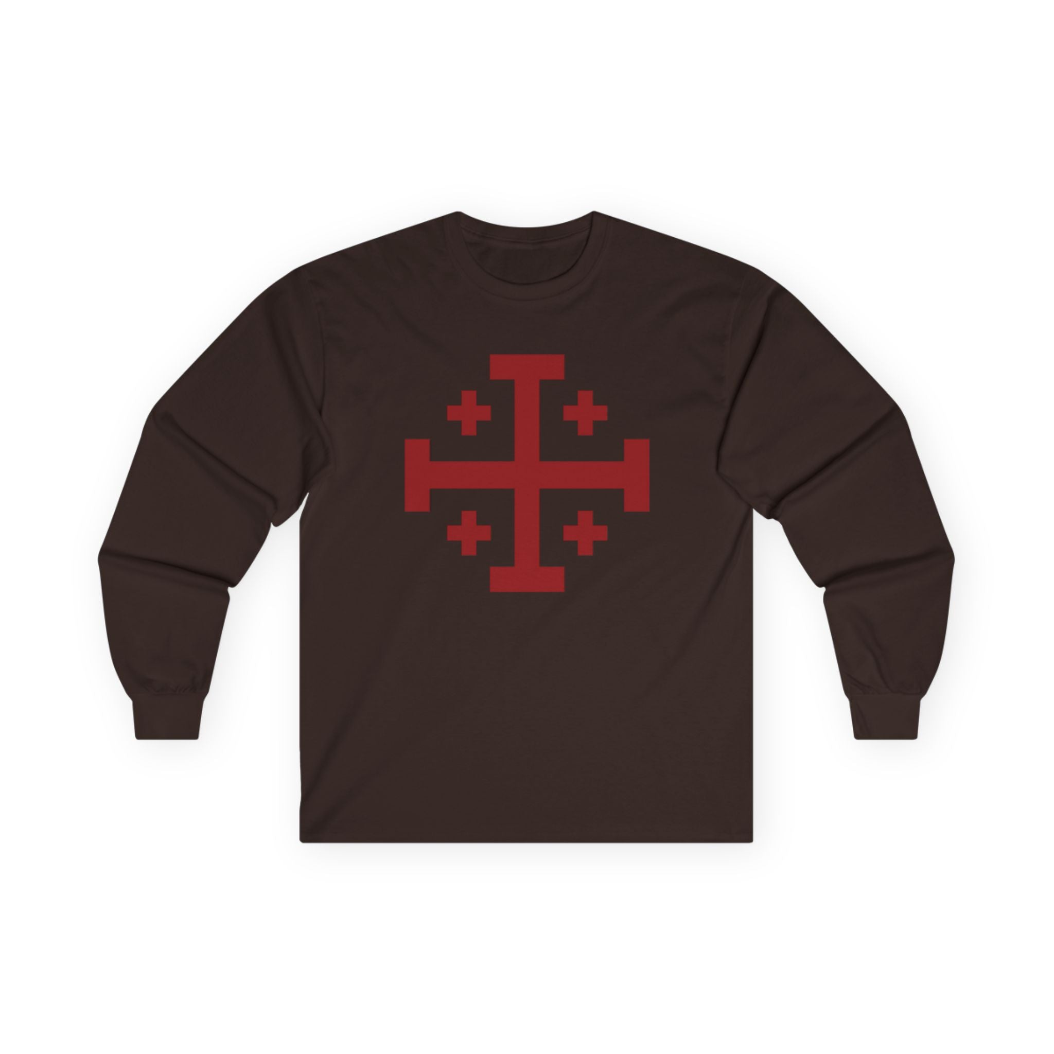 Cross of Jerusalem Red Design Stylish Long Sleeve Tee