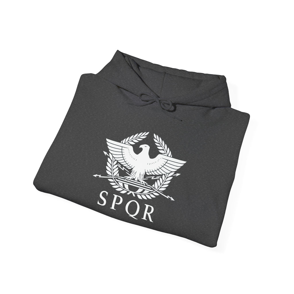 SPQR Roman Eagle White Design Pull Over Hoodie