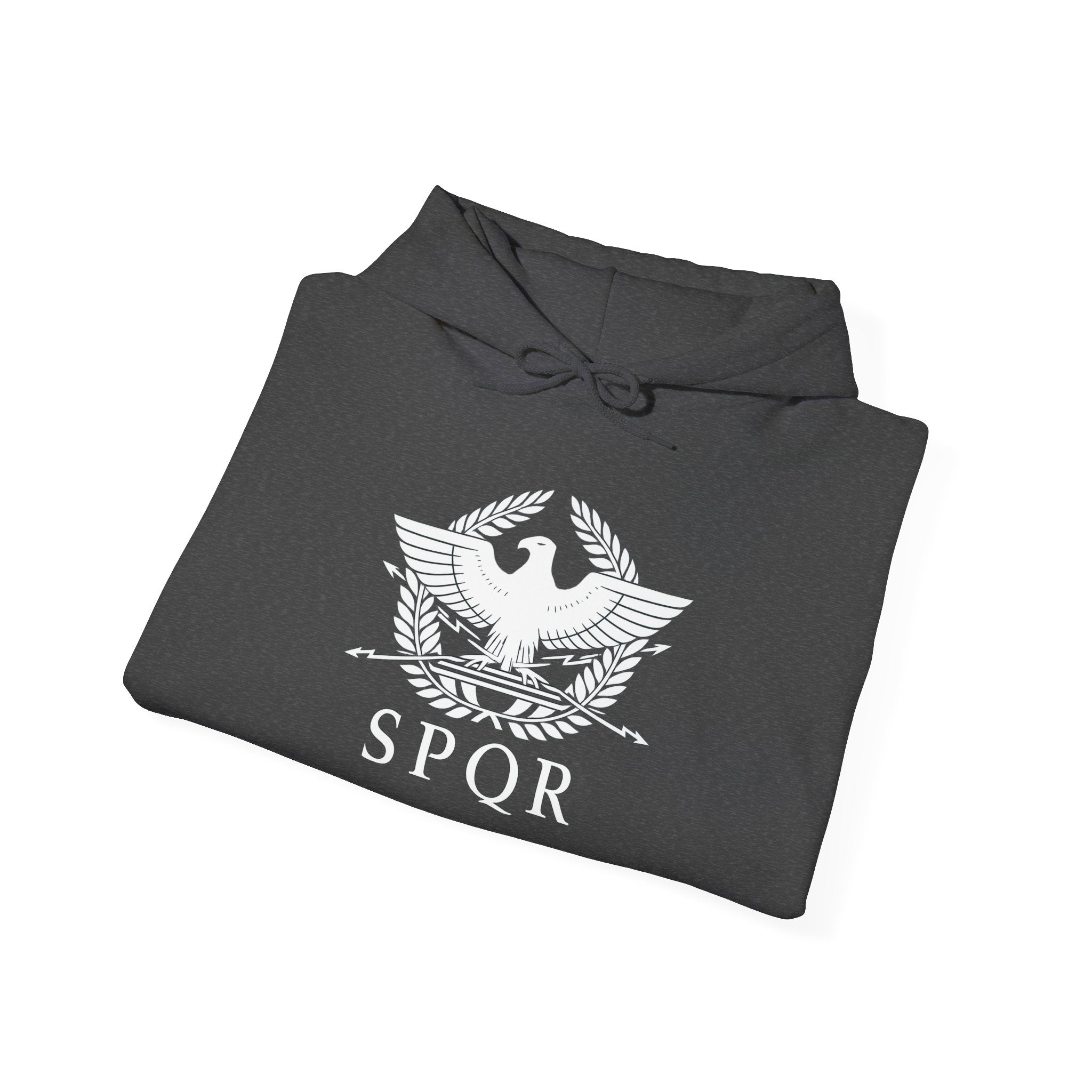 SPQR Roman Eagle White Design Pull Over Hoodie