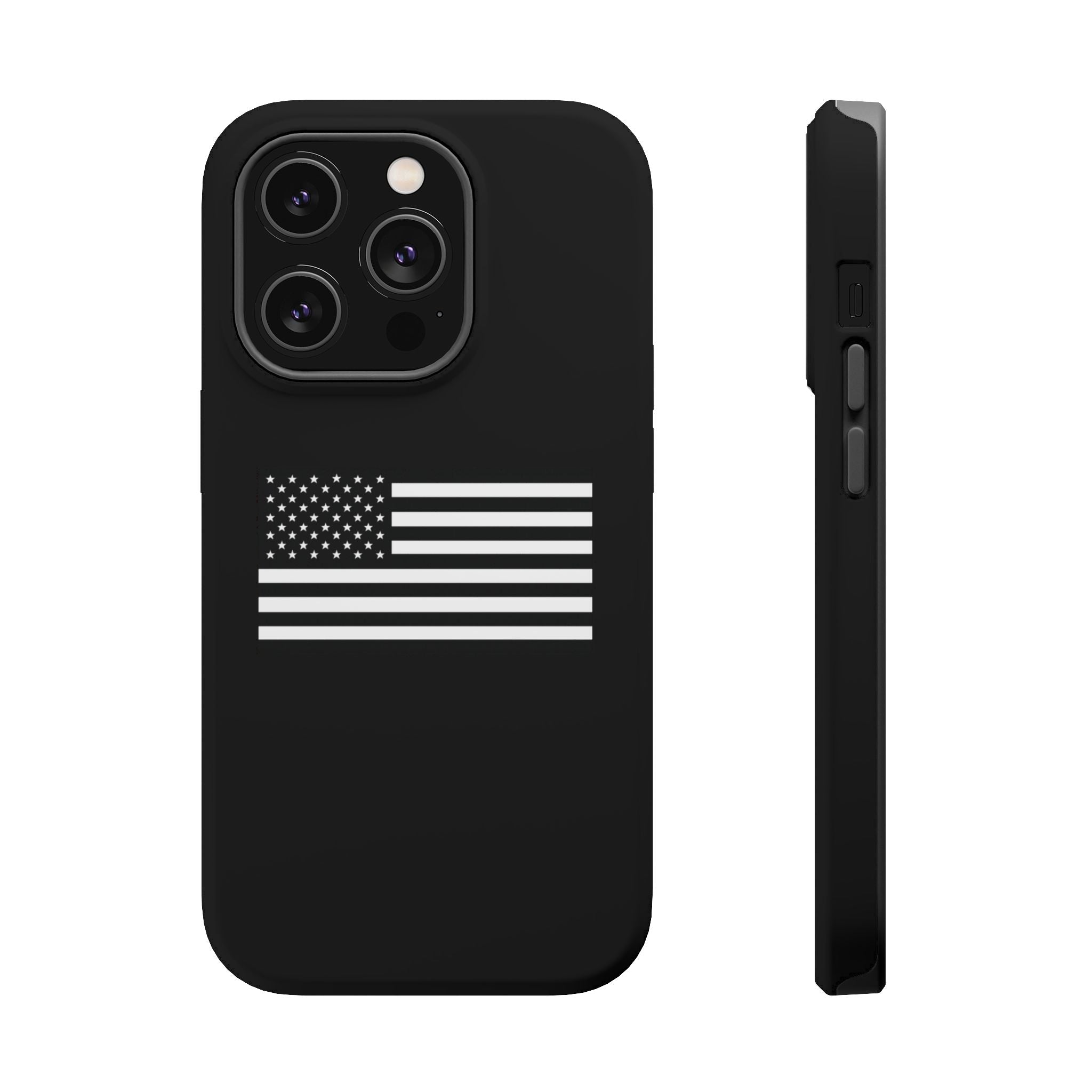 Black and White American Flag Magnetic Impact-Resistant Cases