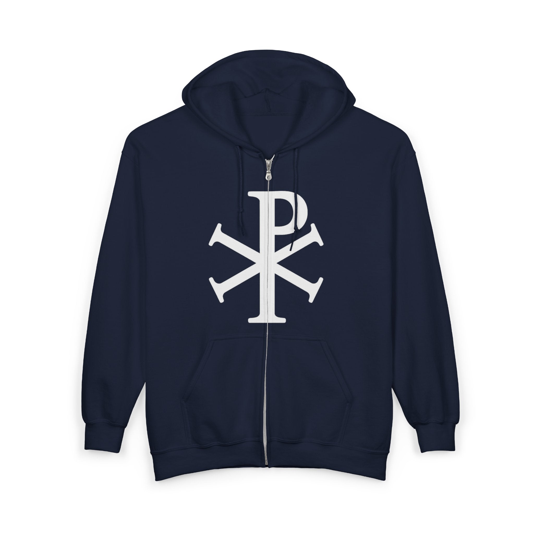 Pi Chi Rho Thick White Text Design Full Zip Up Hoodie Sweatshirt