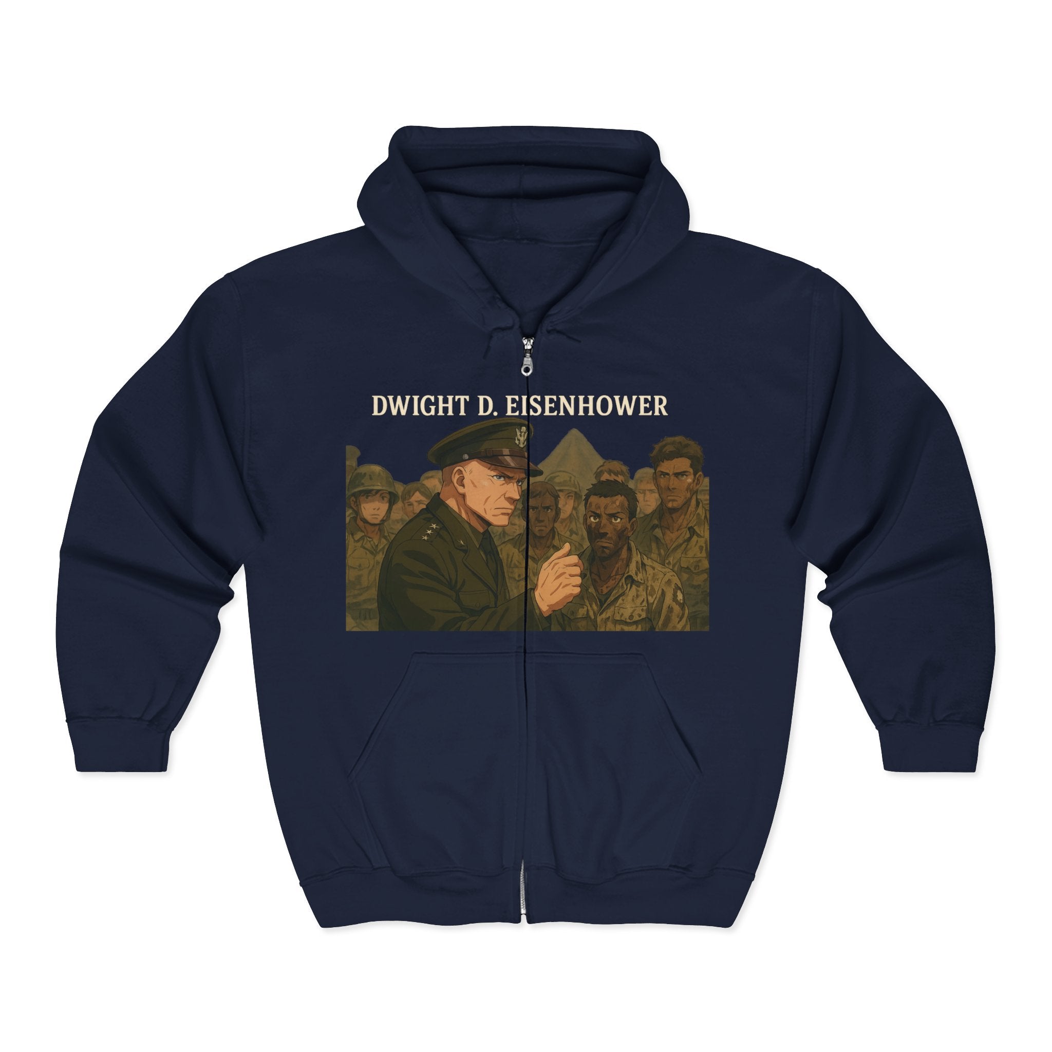 Dwight D. Eisenhower Full Zip Hoodie, Dwight D. Eisenhower Vintage Military Sweatshirt